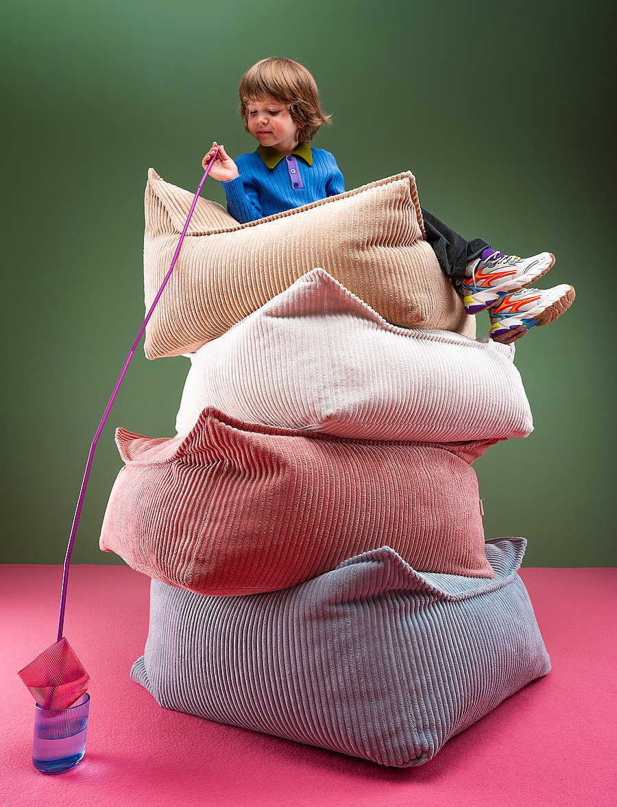 Wigiwama - Square Ottoman corduroy - poufs & lehnstühle - pink mousse - 4