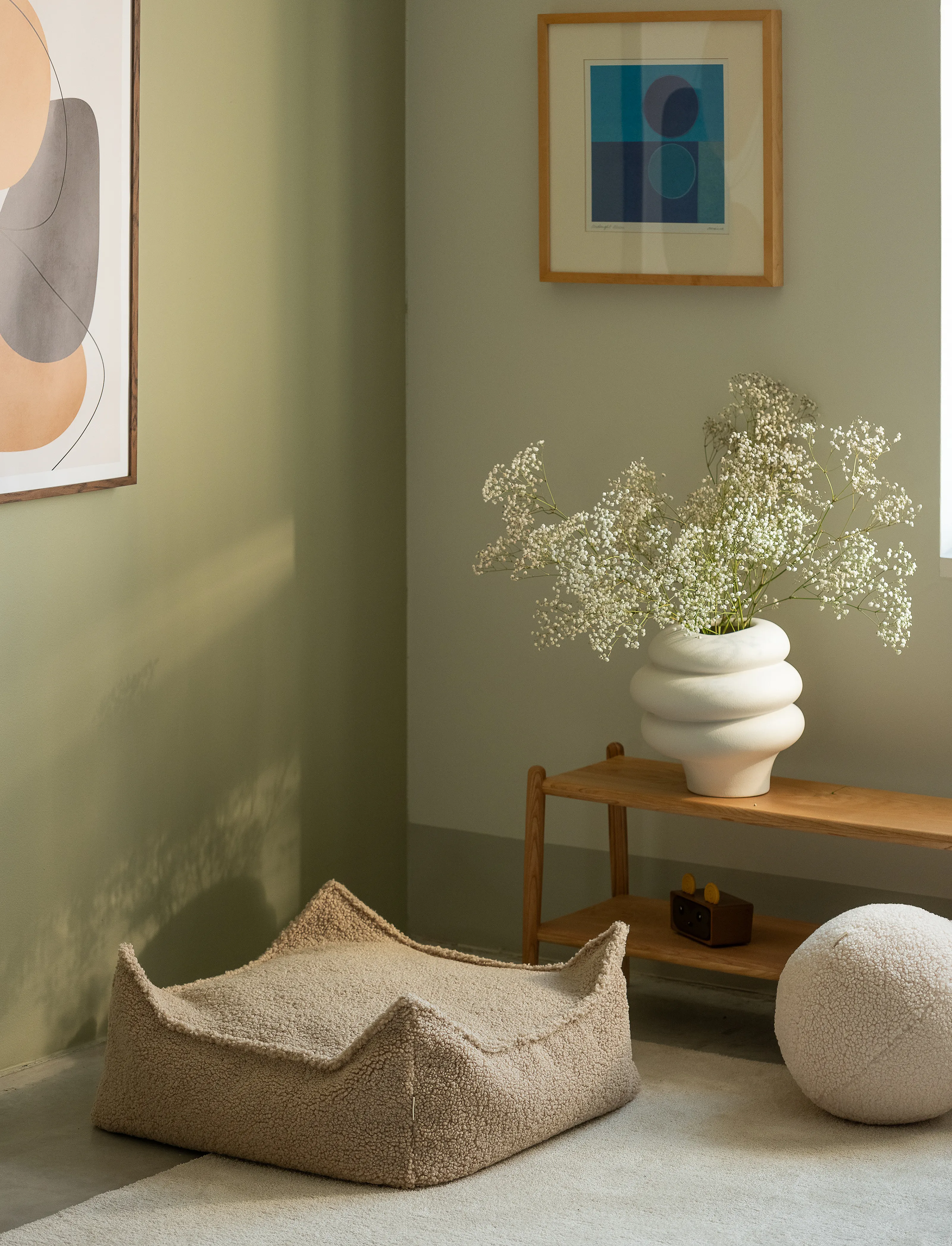 Wigiwama Square Ottoman Teddy, 60X 60X 20 cm, Beige, Møbler > Puffer, Børn