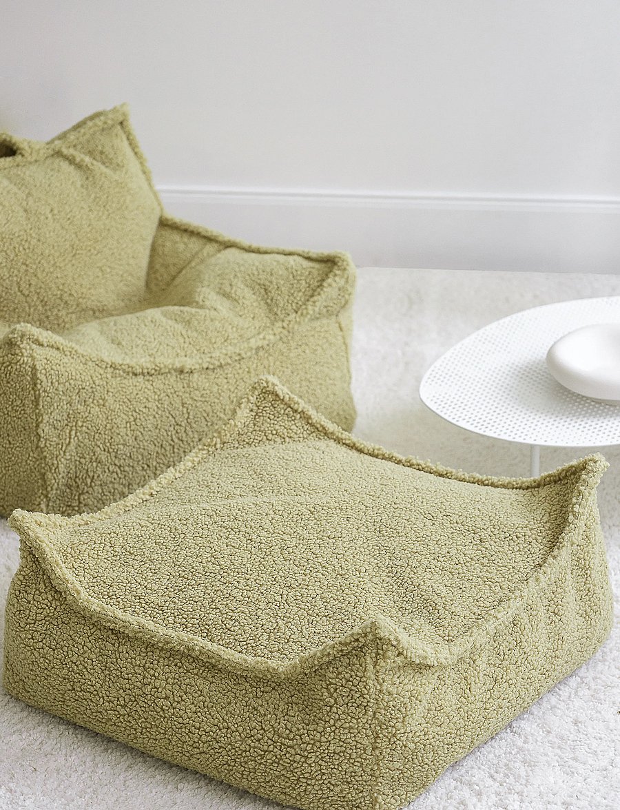 Wigiwama - Square Ottoman teddy - poufs & lehnstühle - matcha - 0