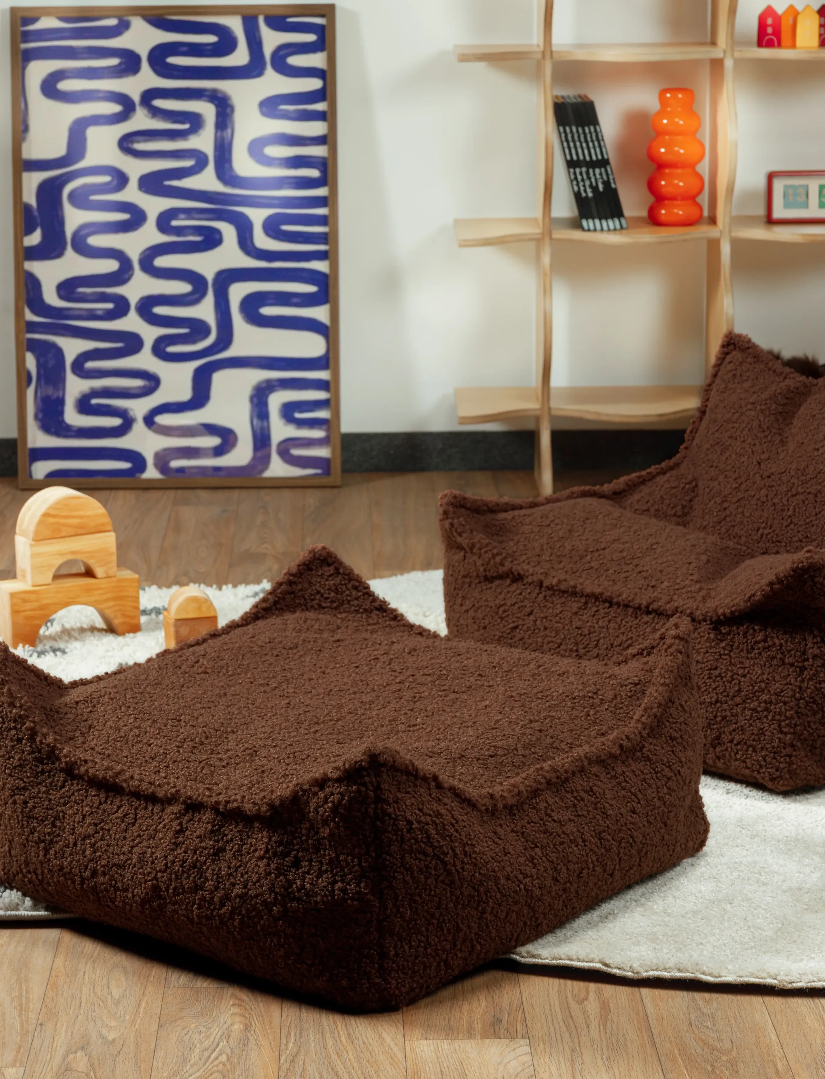 Wigiwama - Square Ottoman teddy - pufai ir foteliai - warm hazel - 3