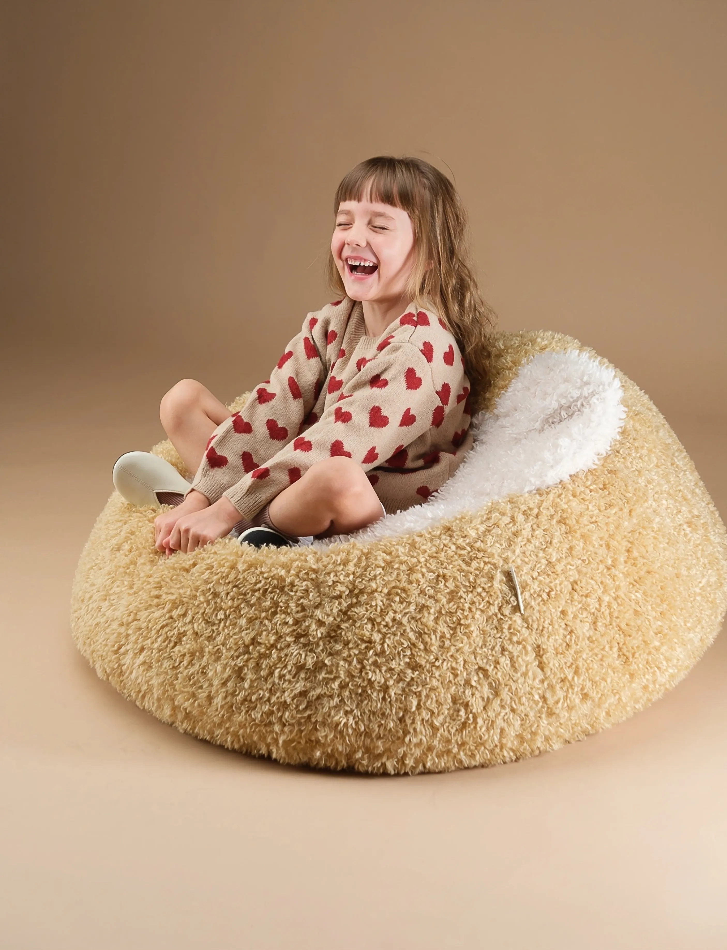 Wigiwama Beanbag Yeti, 90X90X42 cm, Furniture, Beige - Chairs & Stools, Kinder