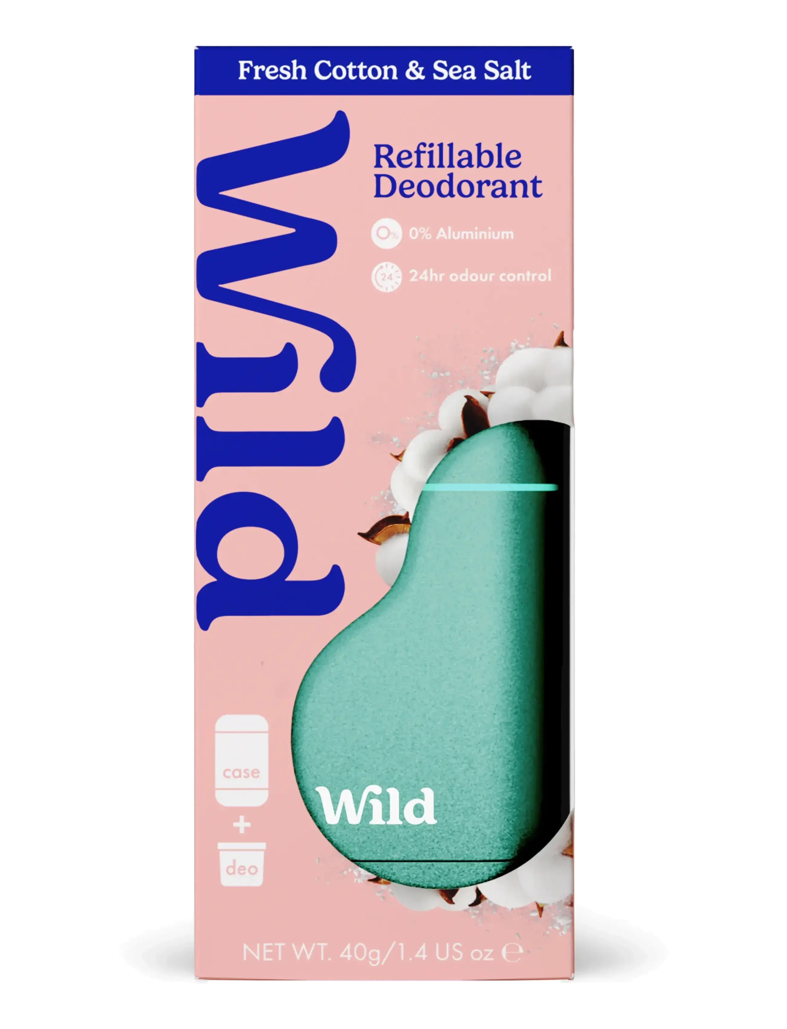 Wild Deo Stick Aqua Case Fresh Cotton Sea Salt, Sticks, Cremes & Wipes, Nude, Str: 40 GR