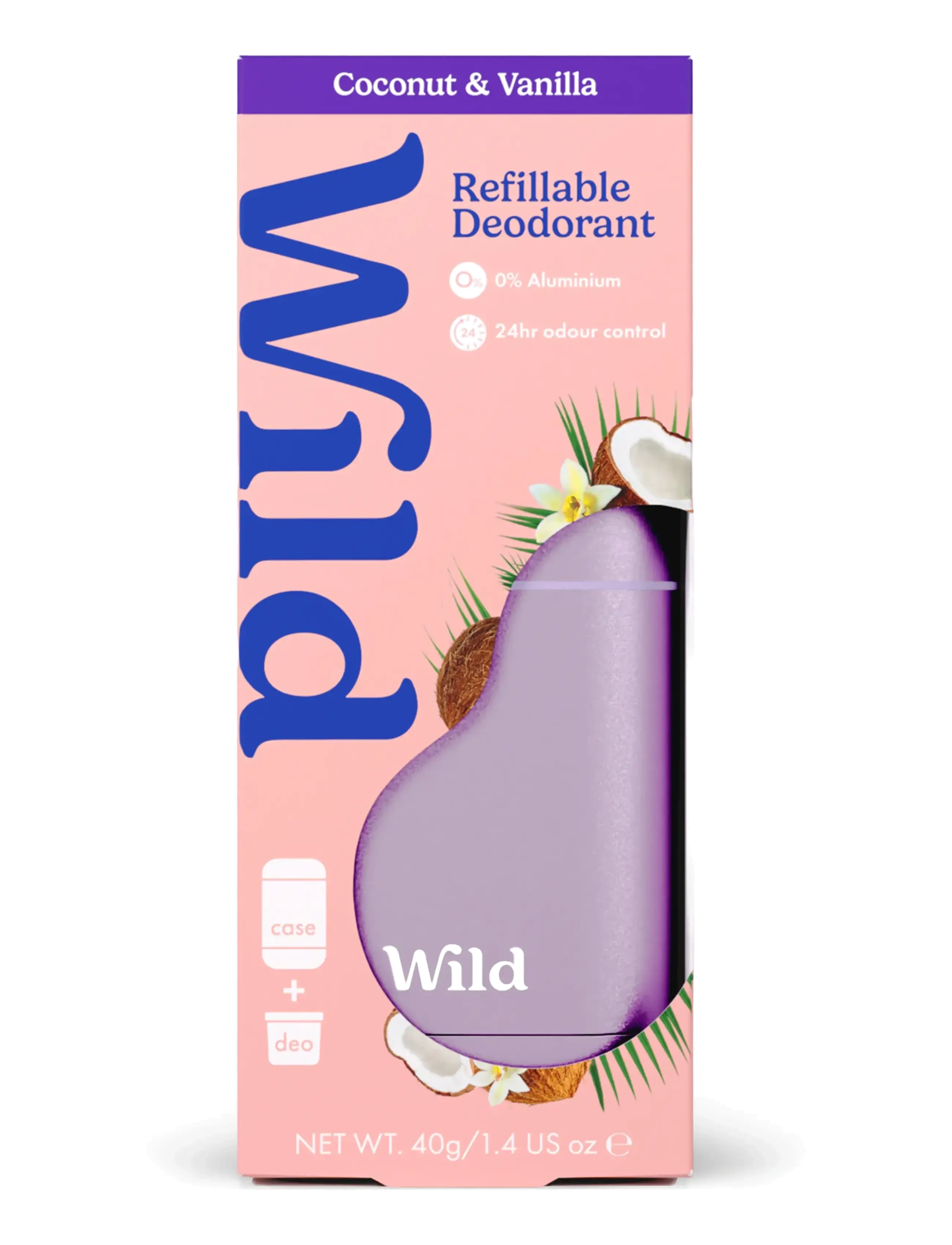 Wild Deo Stick Purple Case Coconut Vanilla, Sticks, Cremes & Wipes, Nude, Str: 40 GR