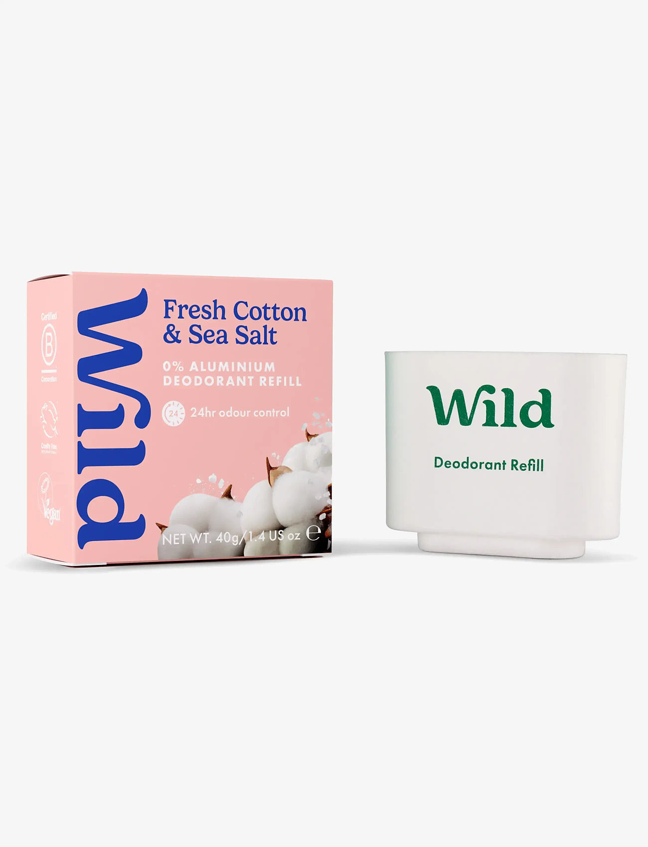 Wild - Wild deo stick refill fresh cotton sea salt - hudpleje - clear - 2