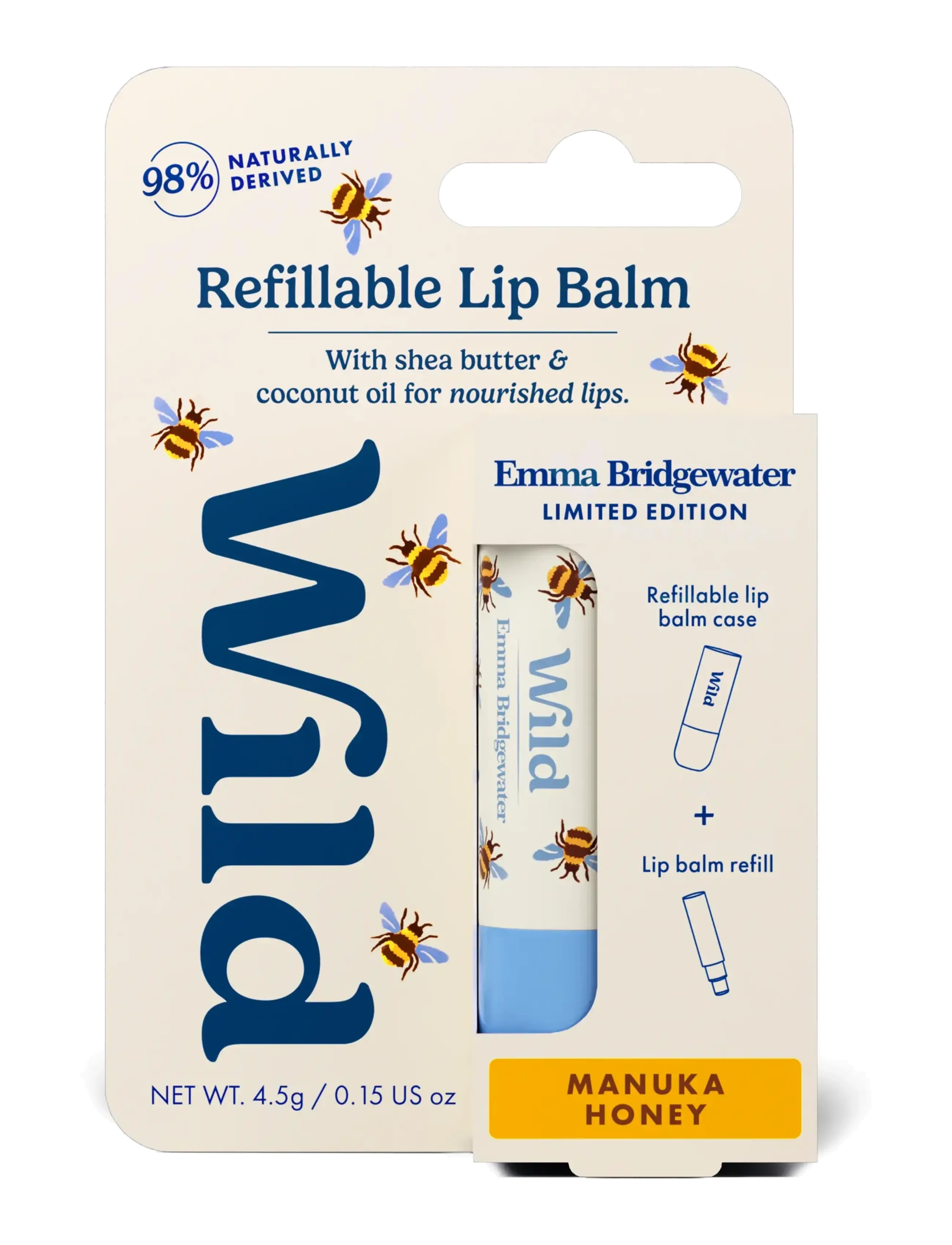 Wild Lip Balm Bee Case Manuka Honey, Læbepomade, Nude, Str: 4.5 GR