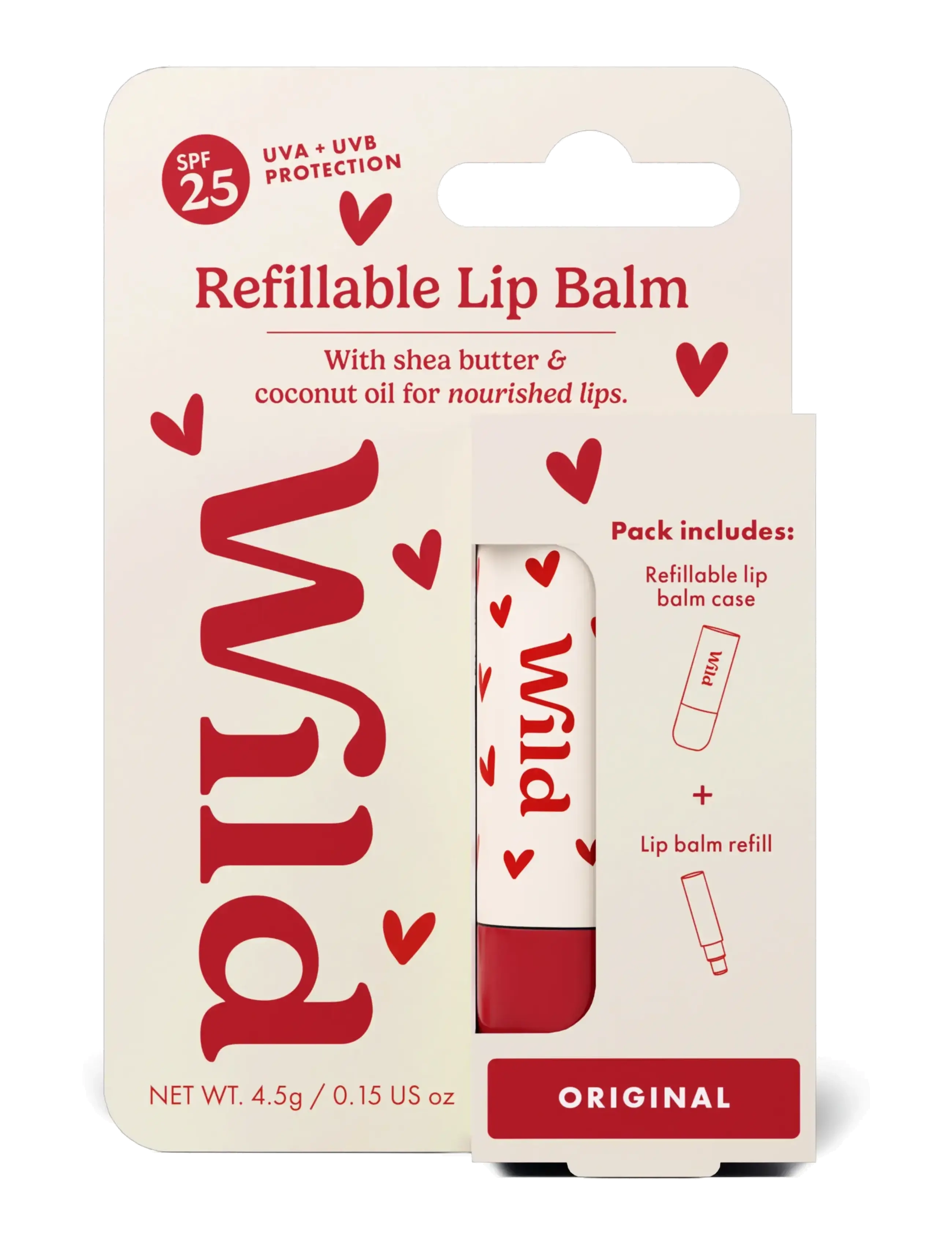 Wild Lip Balm Heart Case Orginal Spf, Læbepomade, Nude, Str: 4.5 GR