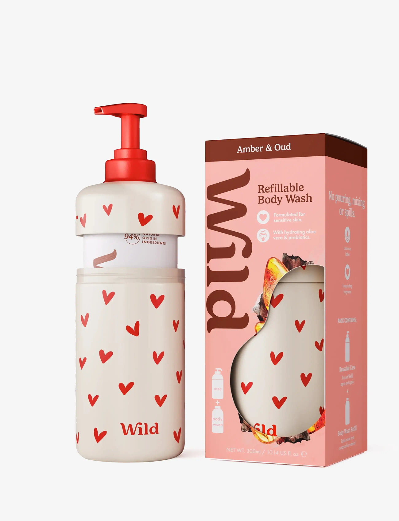 Wild - Wild body wash heart case amber oud - shower gel & bruseolier - white - 2