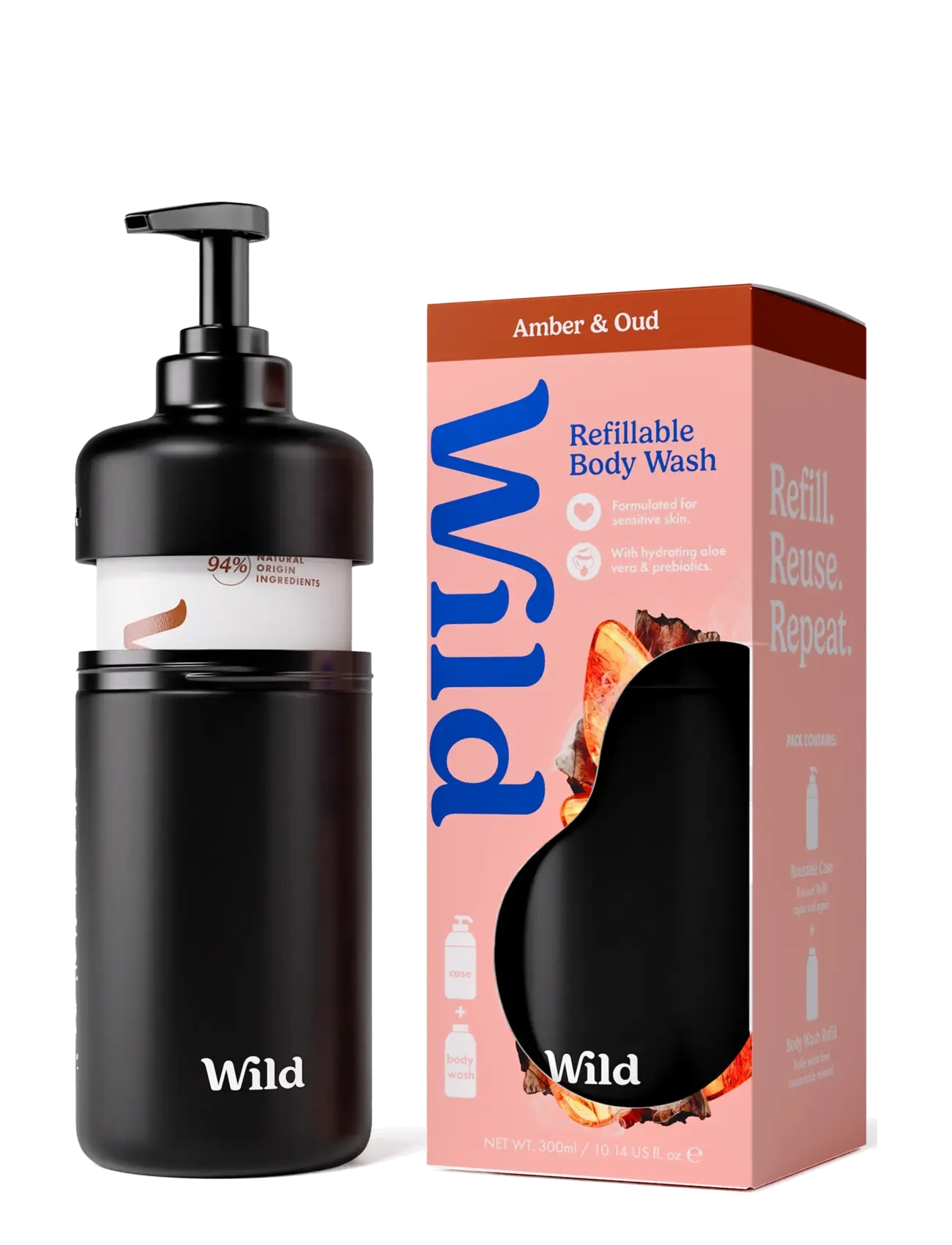 Wild - Wild body wash black case amber oud - shower gel & bruseolier - black - 1