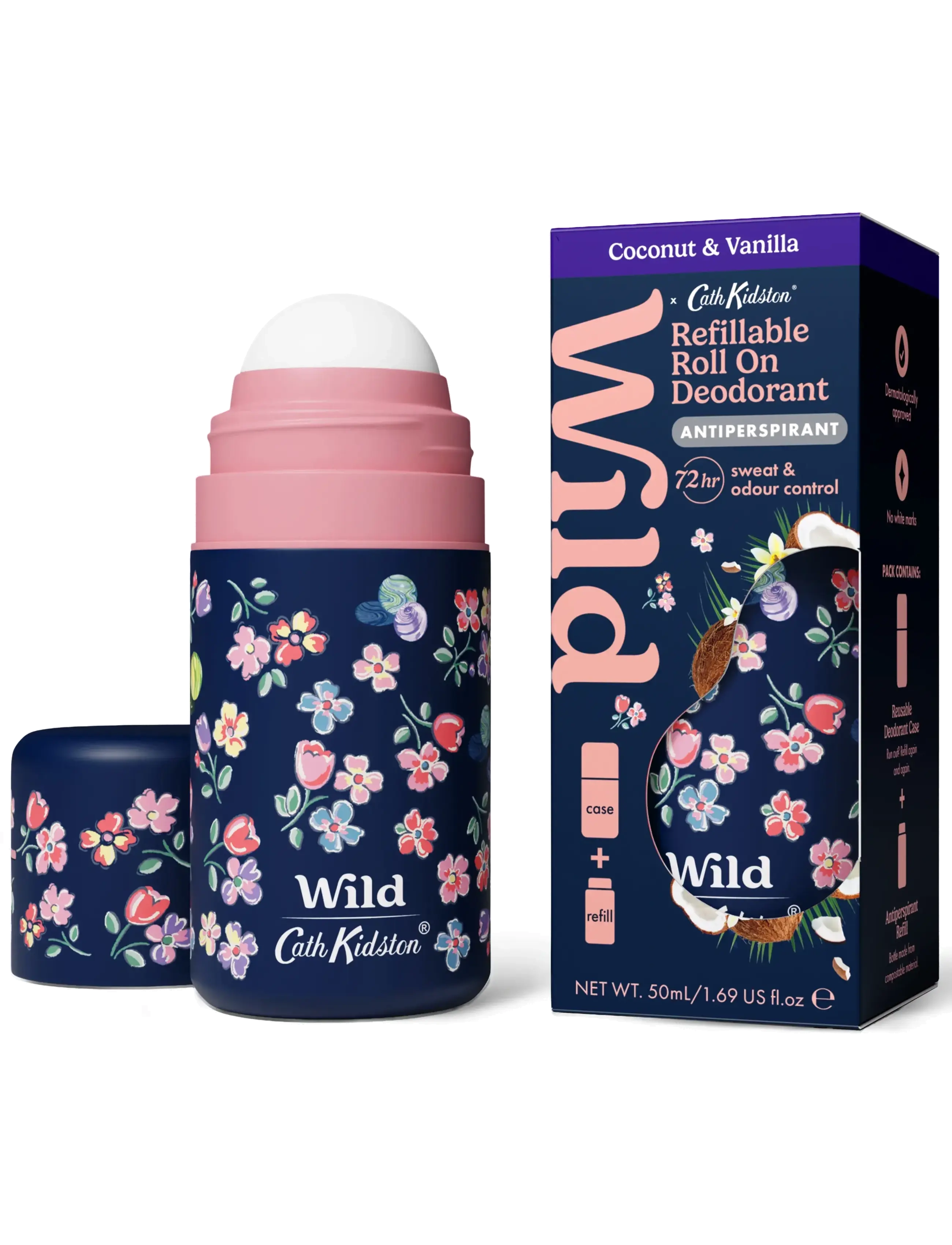 Wild - Wild antiper roll on marble case coconut vanilla - roll on deoer - clear - 2