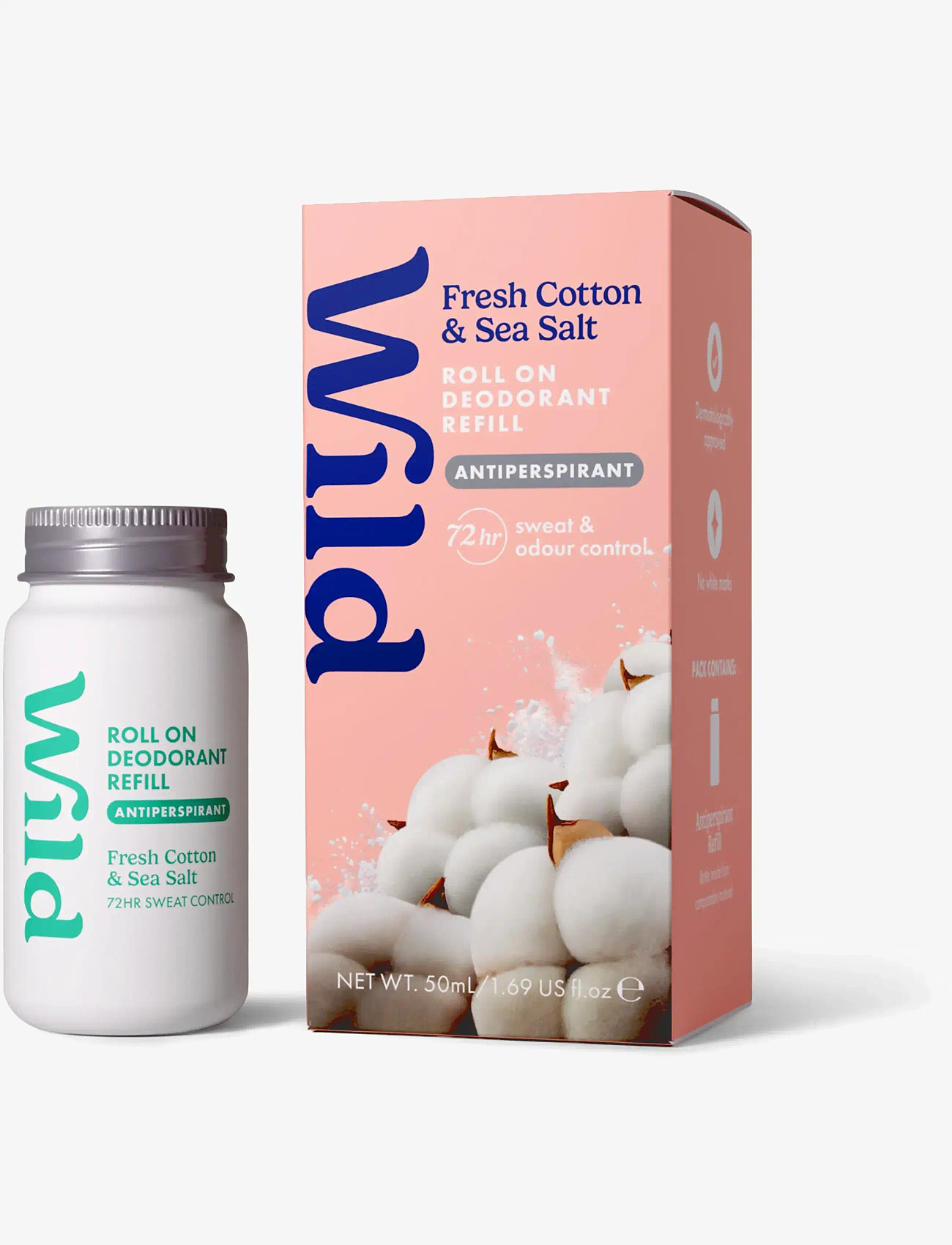 Wild - Wild antiper roll on refill fresh cotton sea salt - hudpleje - clear - 1