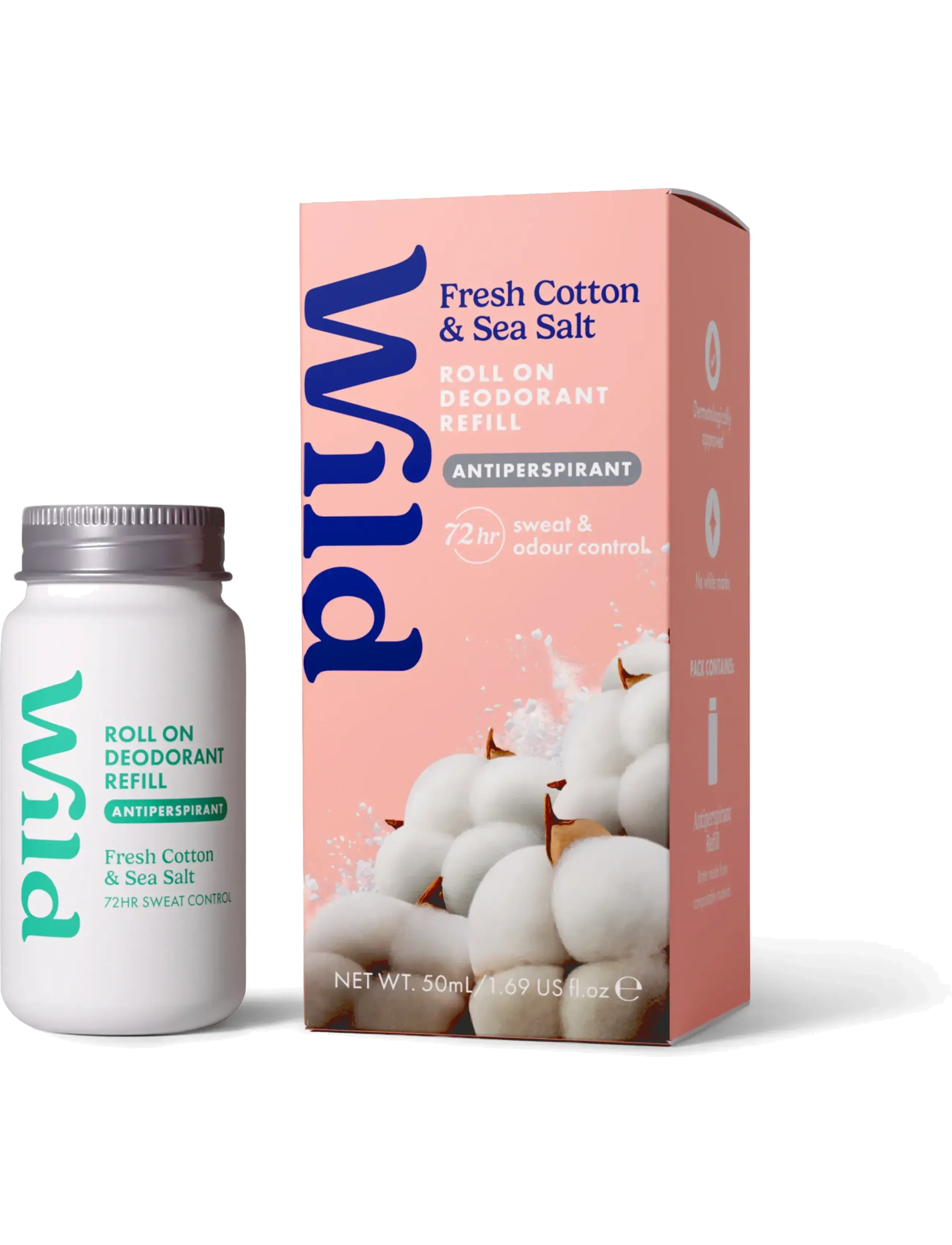 Wild - Wild antiper roll on refill fresh cotton sea salt - hudvård - clear - 1