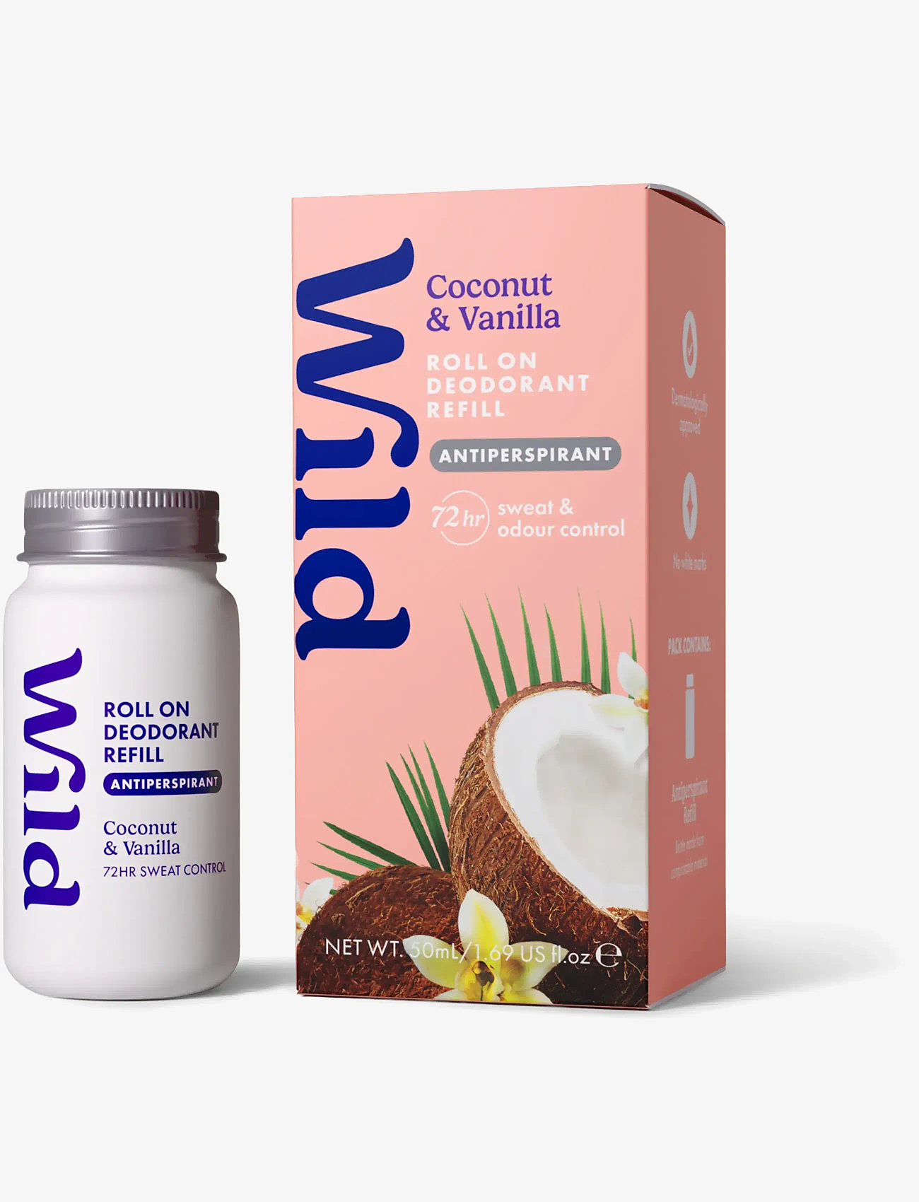 Wild - Wild antiper roll on  refill coconut vanilla - hudpleje - clear - 1
