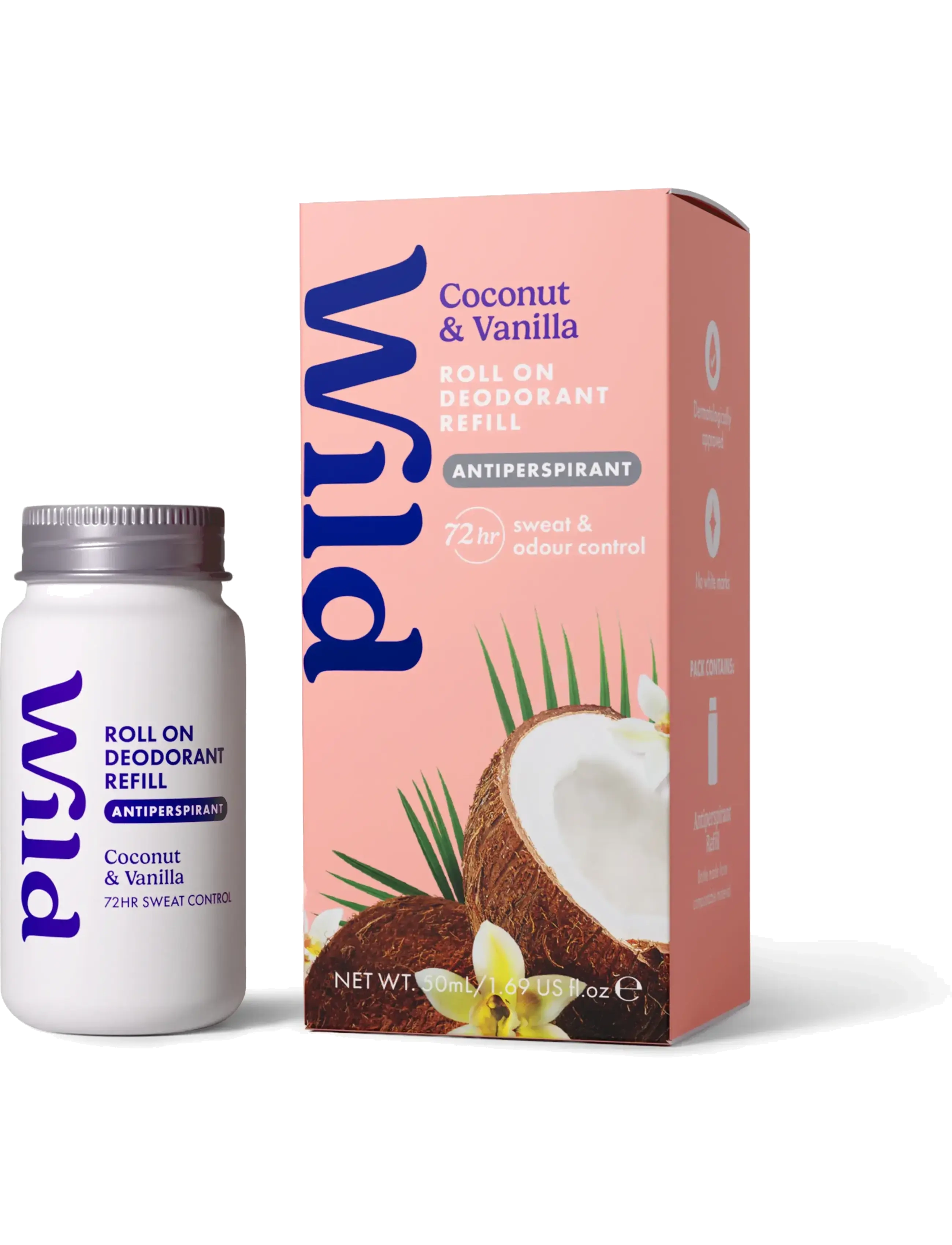 Wild - Wild antiper roll on  refill coconut vanilla - hudvård - clear - 1