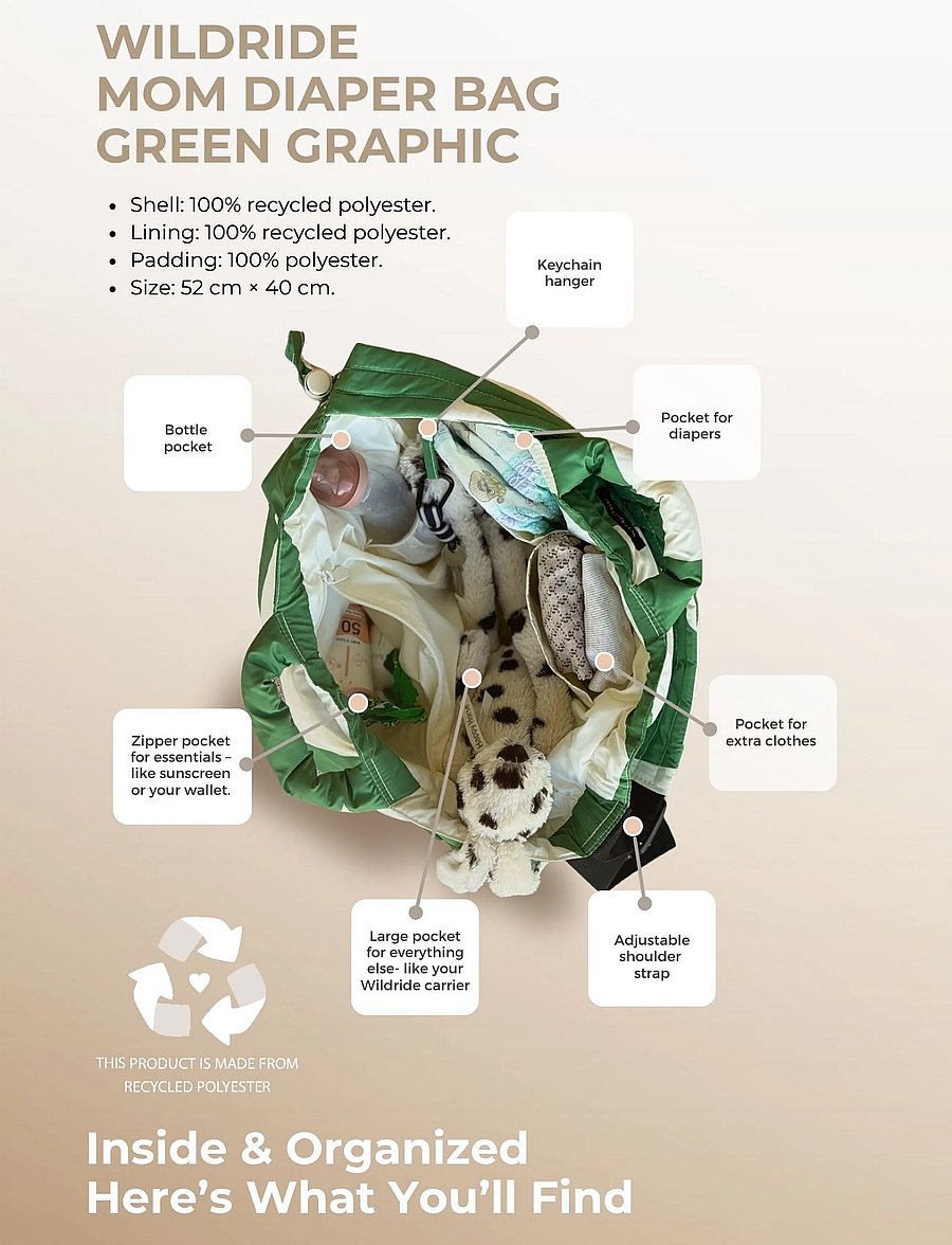Wildride - Diaper bag Green Graphic - wickeltaschen - green graphic - 0