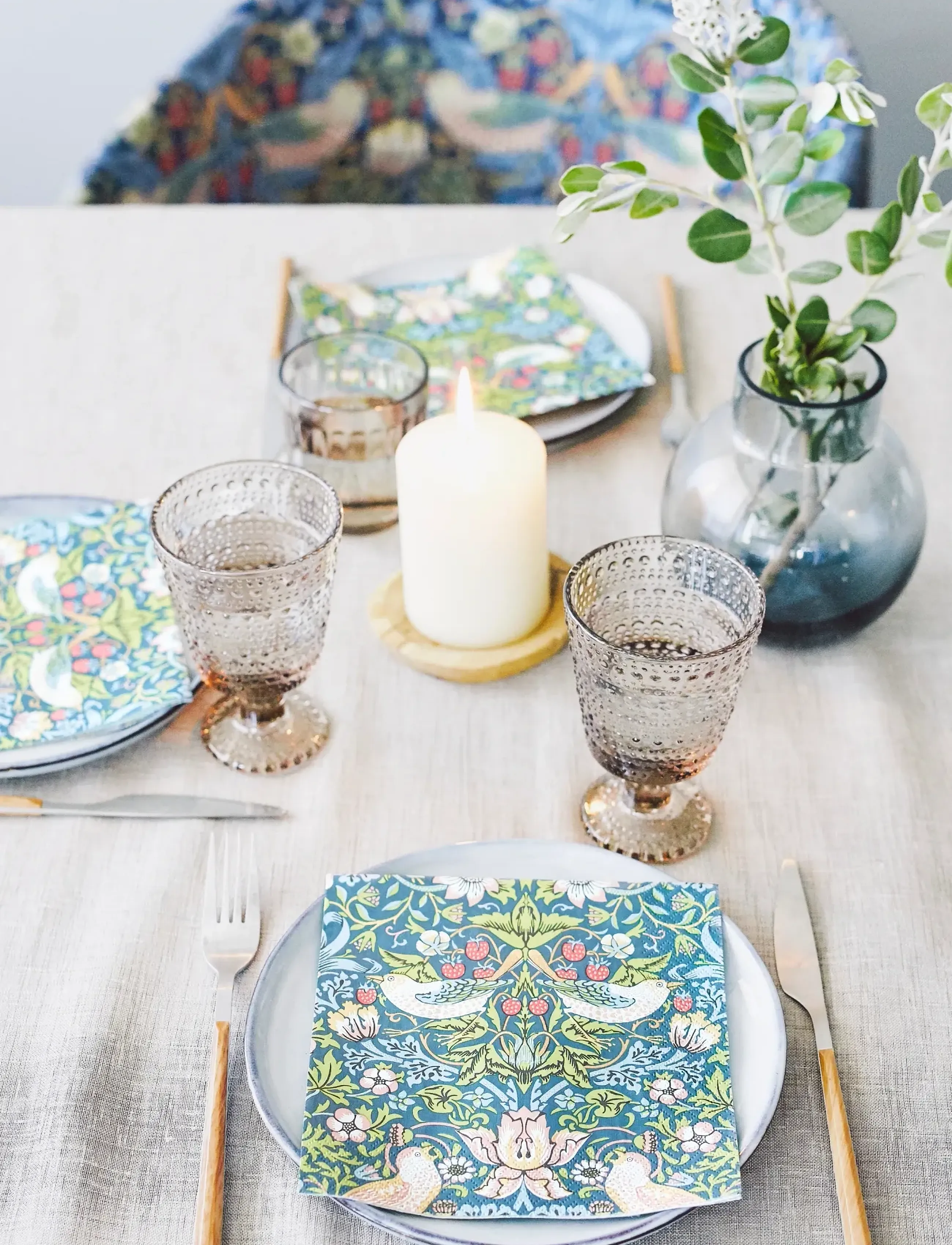 William Morris By havi Napkin Strawberry Thief Napkin, 33X33 cm, Napkins, Blau - Paper Homeware