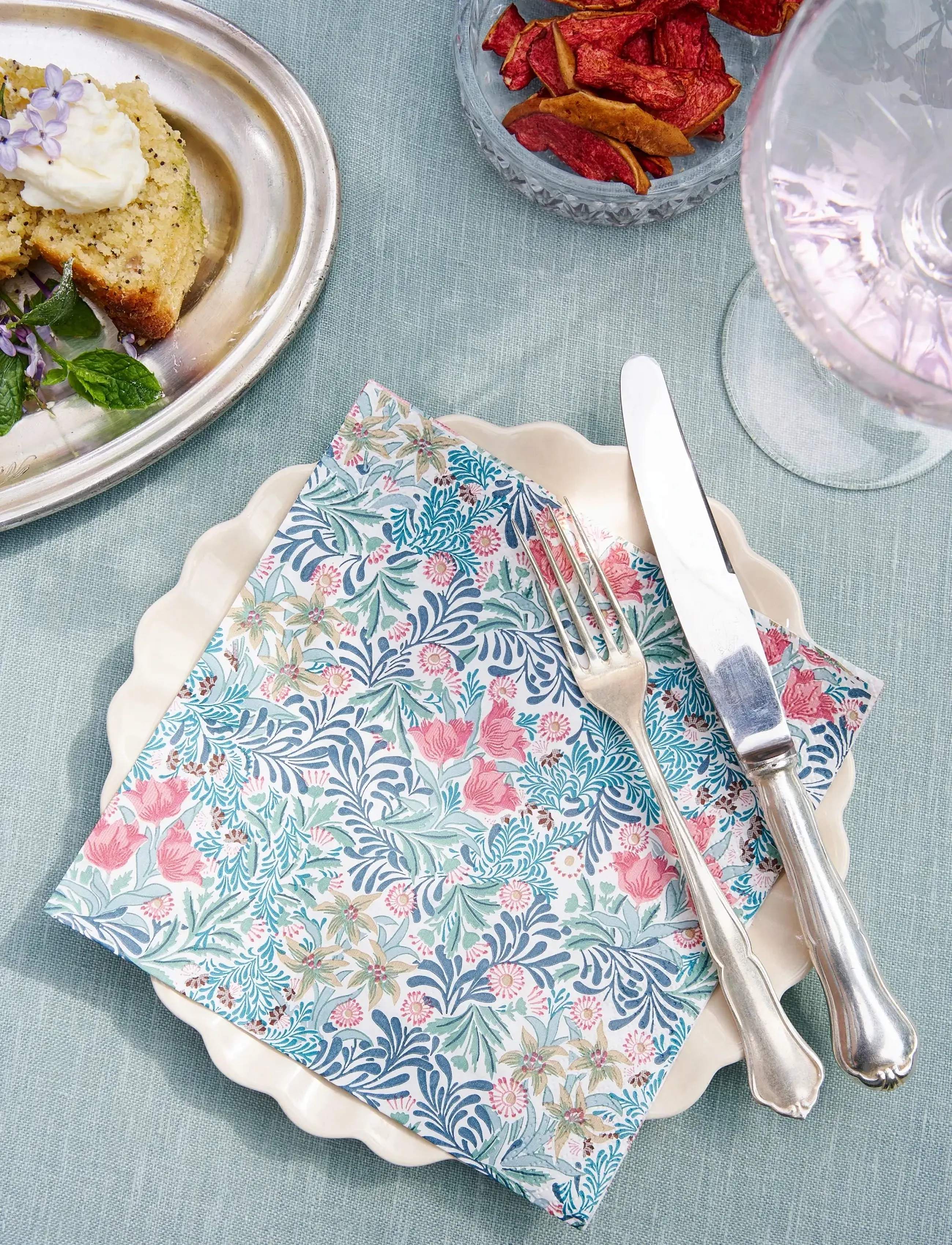 William Morris By havi Napkin Bower Napkin, 33X33 cm, Napkins, Blau - Paper Homeware