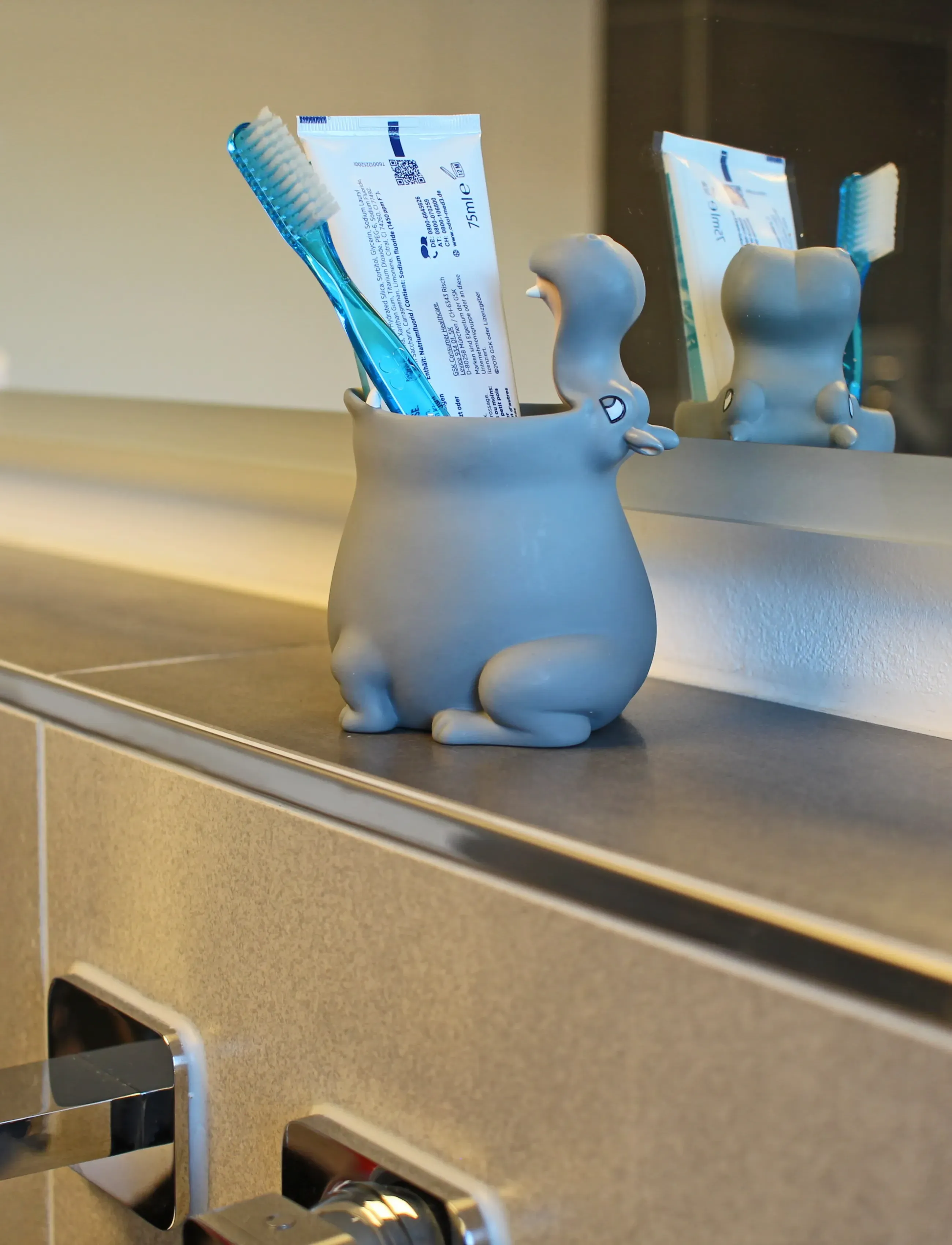 Winkee Tandbørsteholder Toothbrush Holder Hippo, H11 cm, Bathroom Interior, Grau - Holder, Homeware