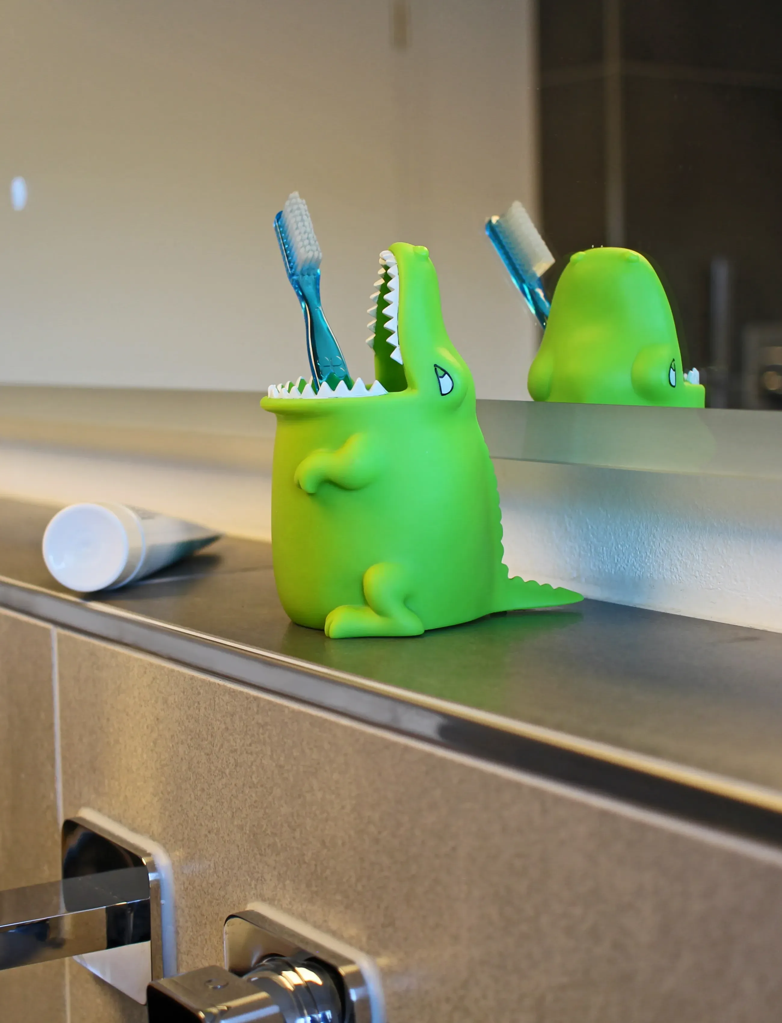 Winkee Tandbørsteholder Toothbrush Holder Alligator, H11 cm, Bathroom Interior, Grün - Holder, Homeware