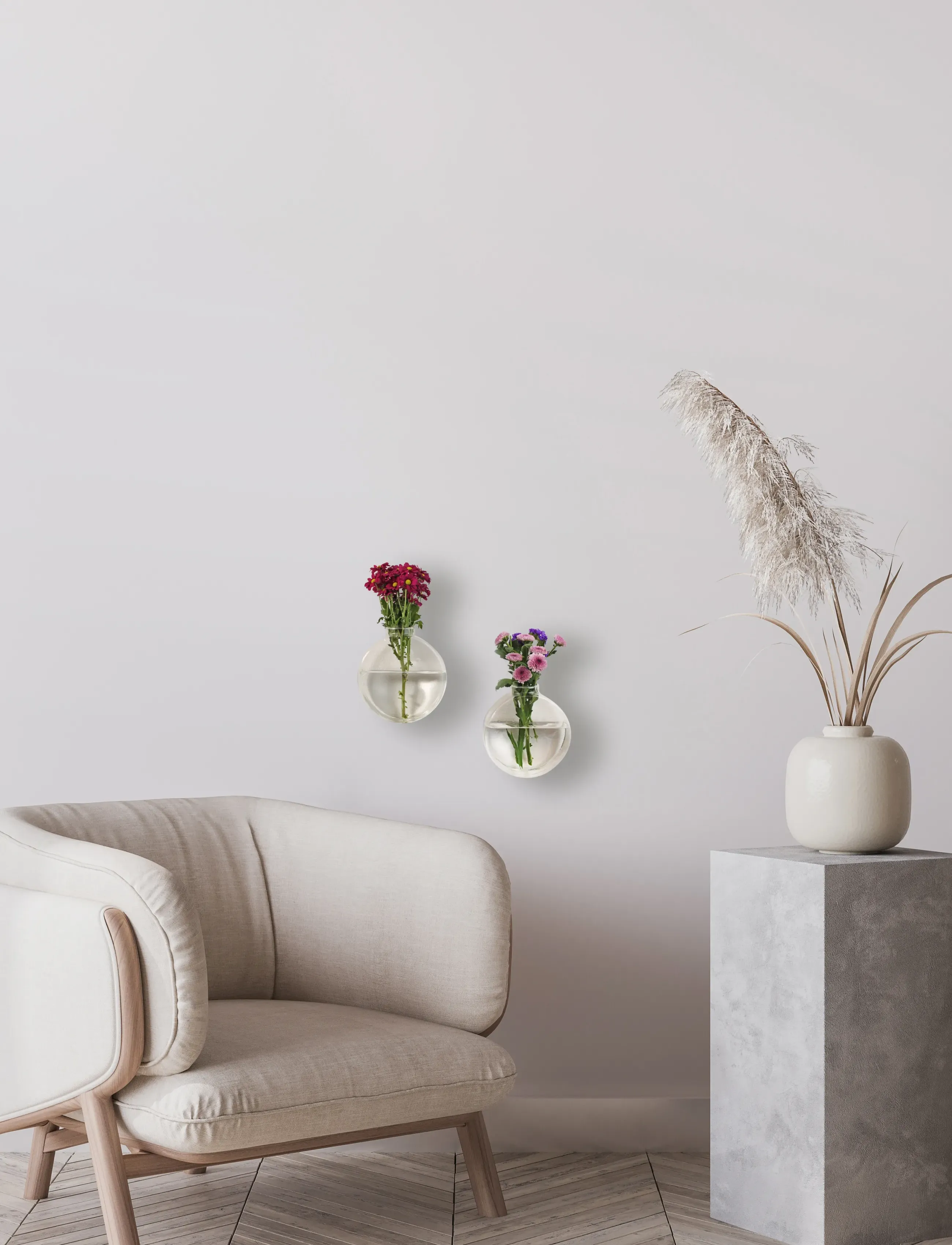 Winkee Vase - Wall Vase Dahlia (2 Stk.), H12 cm, Nude, Vases > Other Vases, Unisex