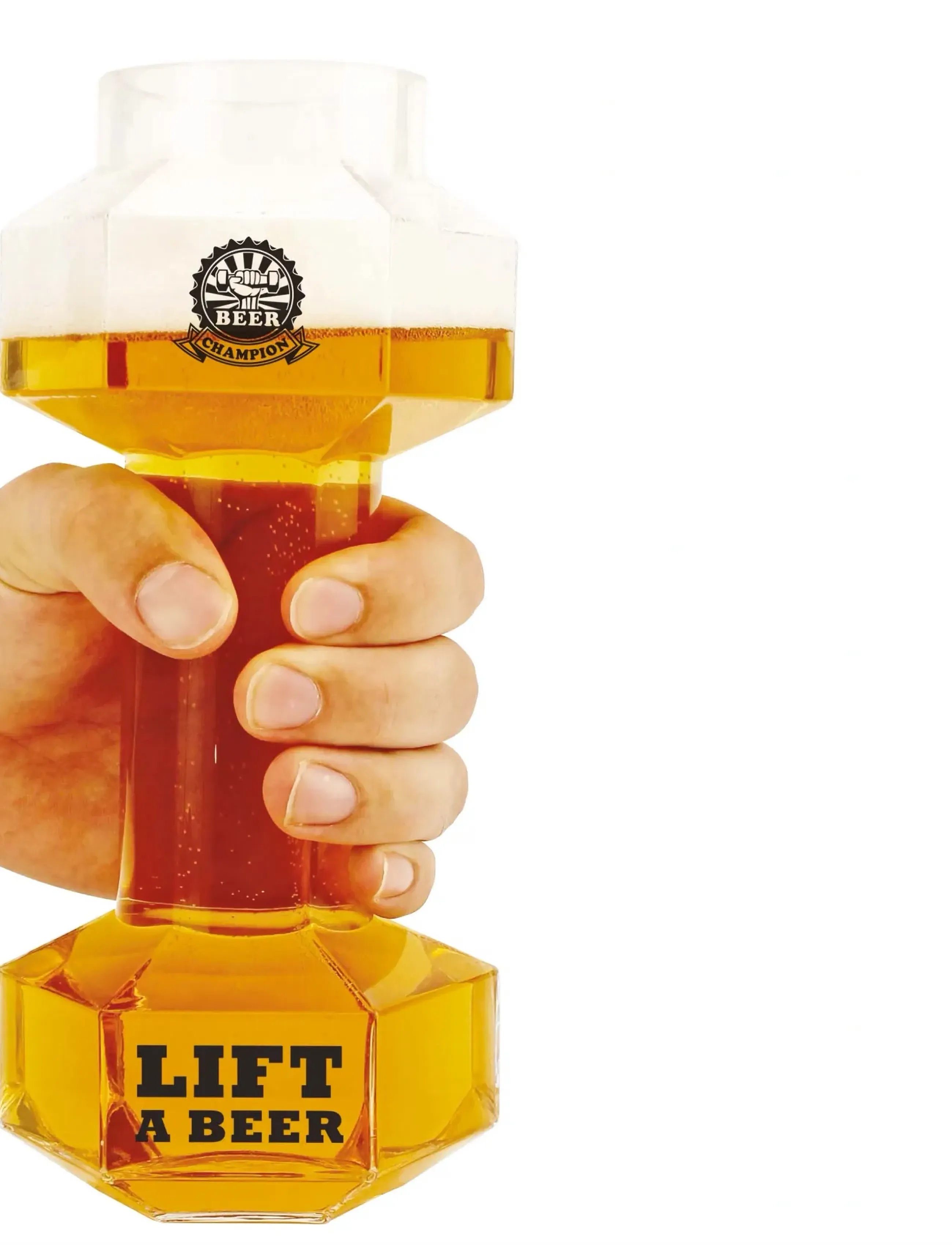 Winkee Glas - Dumbbell Beer Glass, H15 cm, Nude, Glas > Ølglas, Unisex