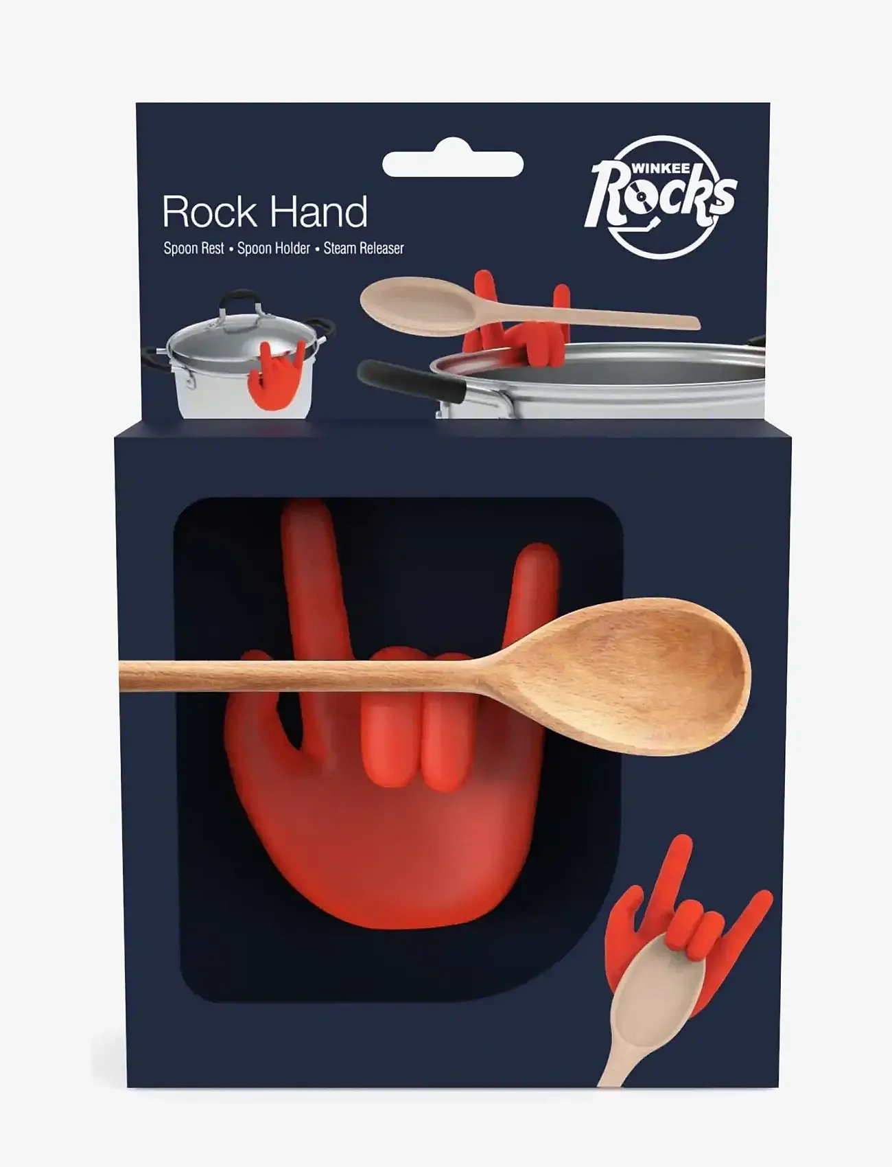 Winkee - Ske- og grydelågsholder - Rock Hand - Øvrige køkkenredskaber - red - 0