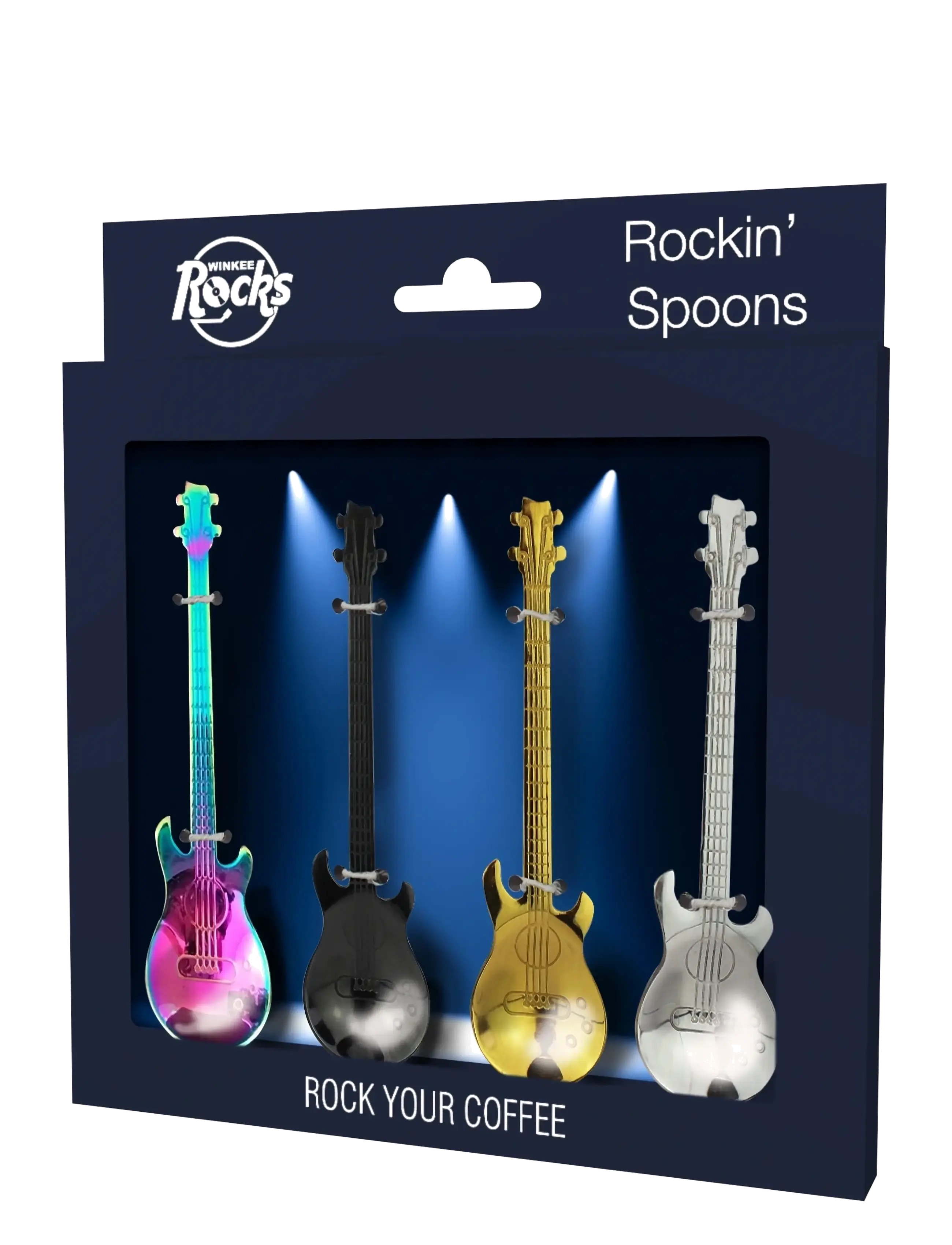 Winkee Rockin' Guitar Spoon Set of 4 - Cutlery & Flatware - MULTI/PATTERN / multi