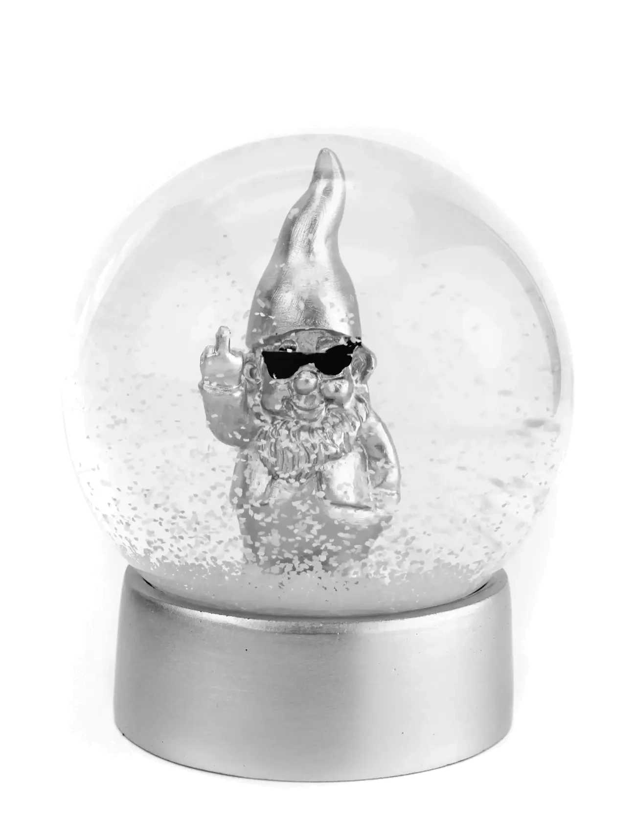 Winkee Snekugle Snow Globe Gnome Silver, H11 cm, Christmas Decoration, Silber - Globes, Homeware