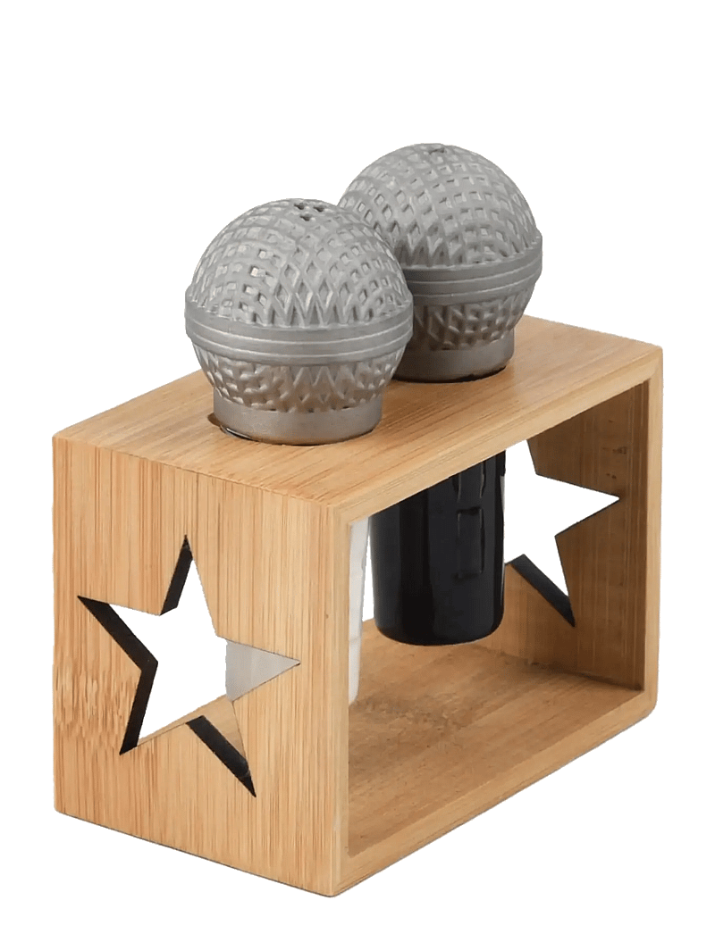 Winkee - Microphone Salt & Pepper Shaker - soola- ja pipraveskid - grey, brown - 2