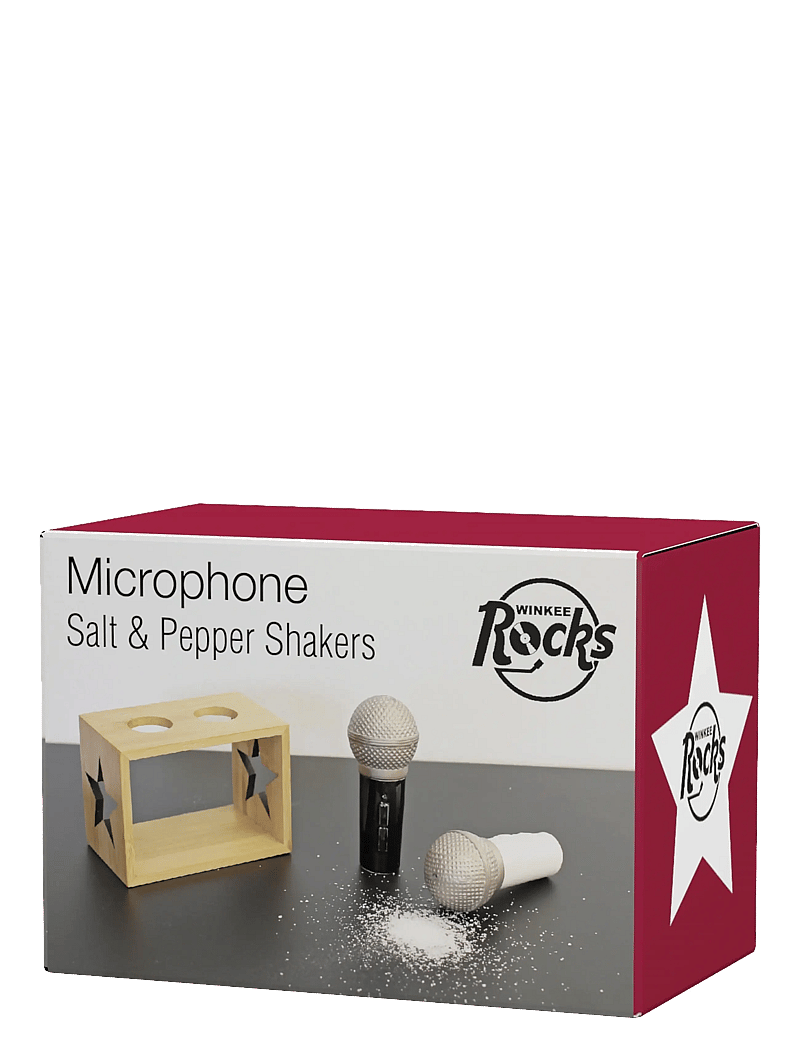 Winkee - Microphone Salt & Pepper Shaker - soola- ja pipraveskid - grey, brown - 3