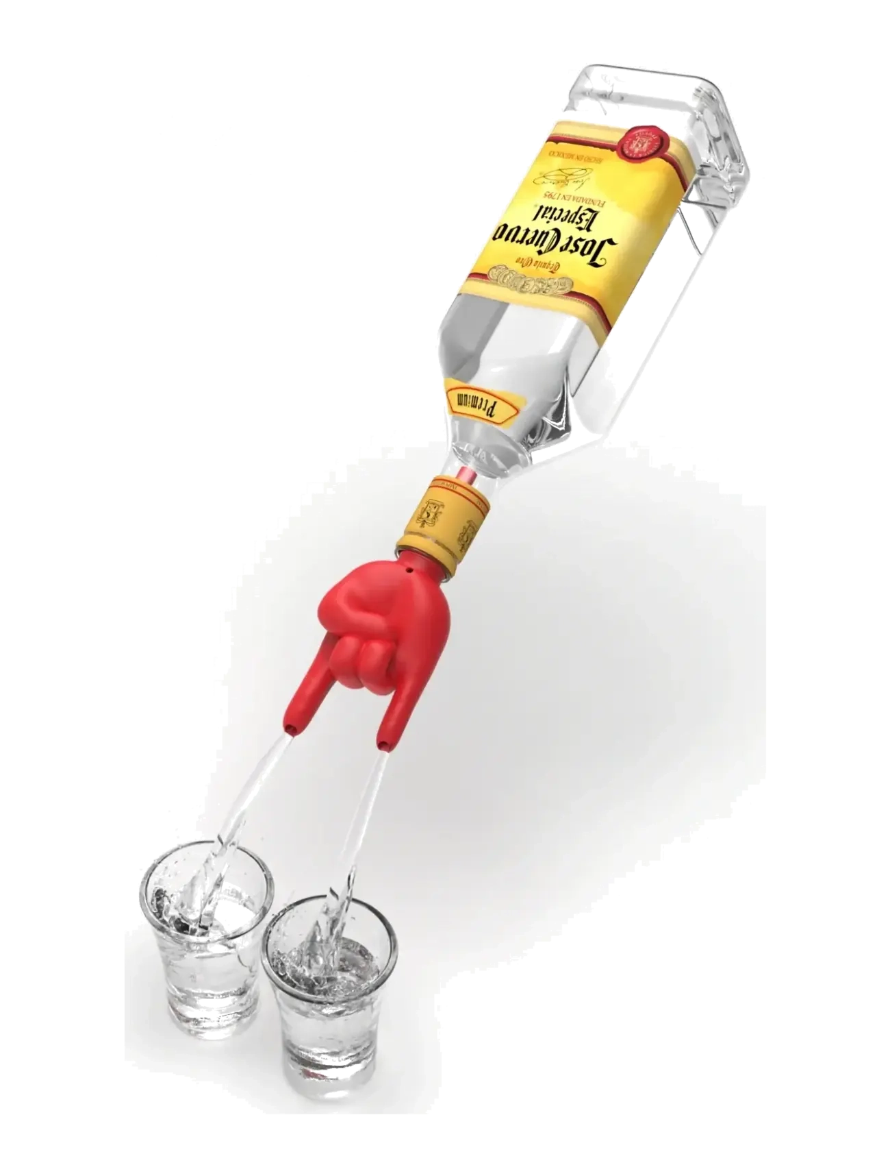 Winkee Skænkeprop Rock Hand Bottle Pourer, Flaskeåbner og vinprop, Rød, Str: H11CM