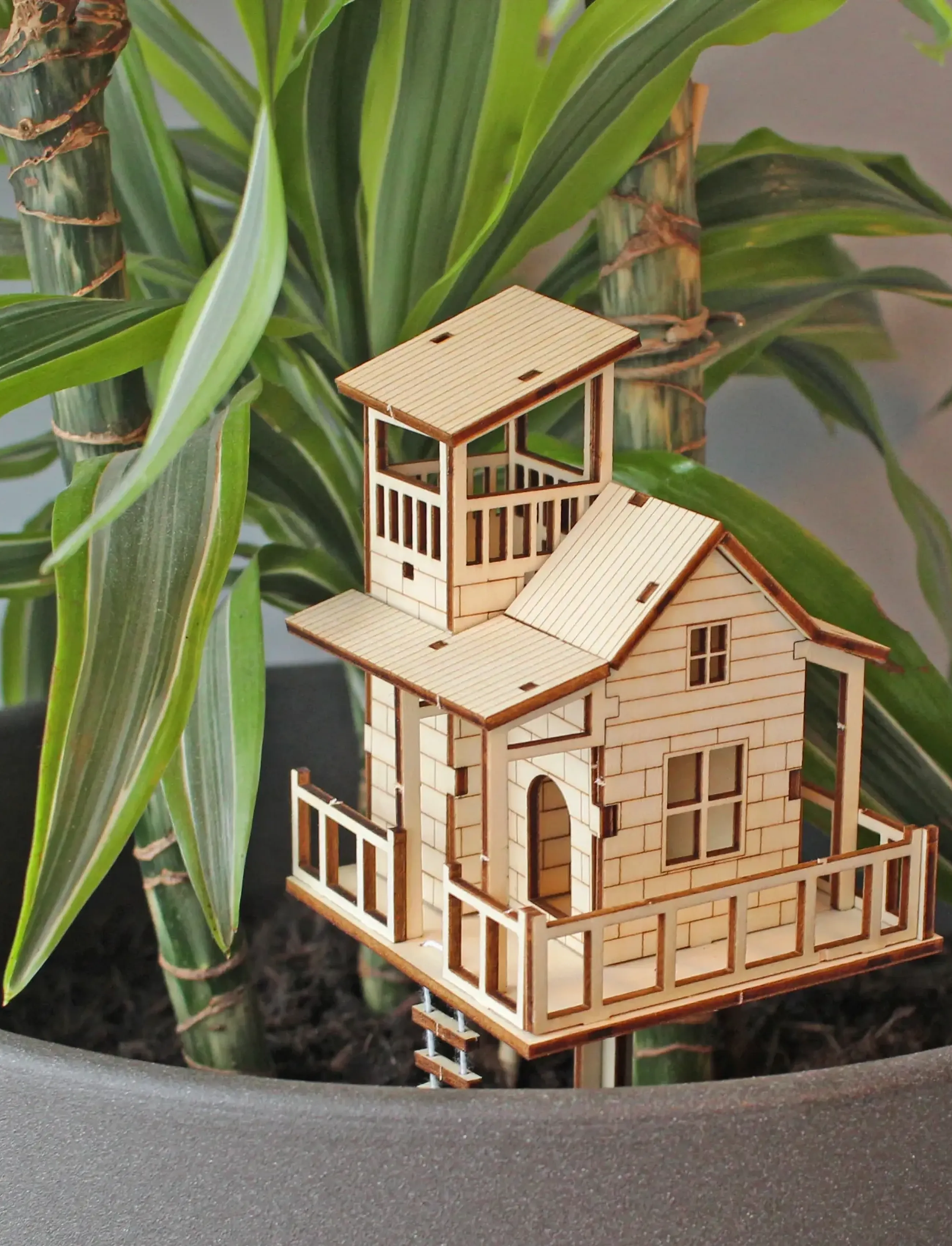 Winkee Mini Træhule Tiny Tree House Diy Set, H2 cm, Decorative Accessories-details, Braun - Wooden Figures, Homeware