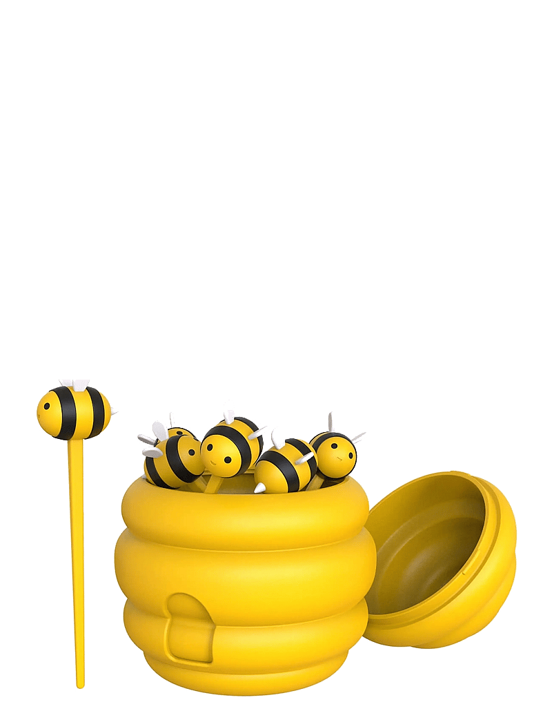 Winkee - Bee Food Pick Set & Bee Hive Container - figuri ja skulptuurid - black, yellow - 1