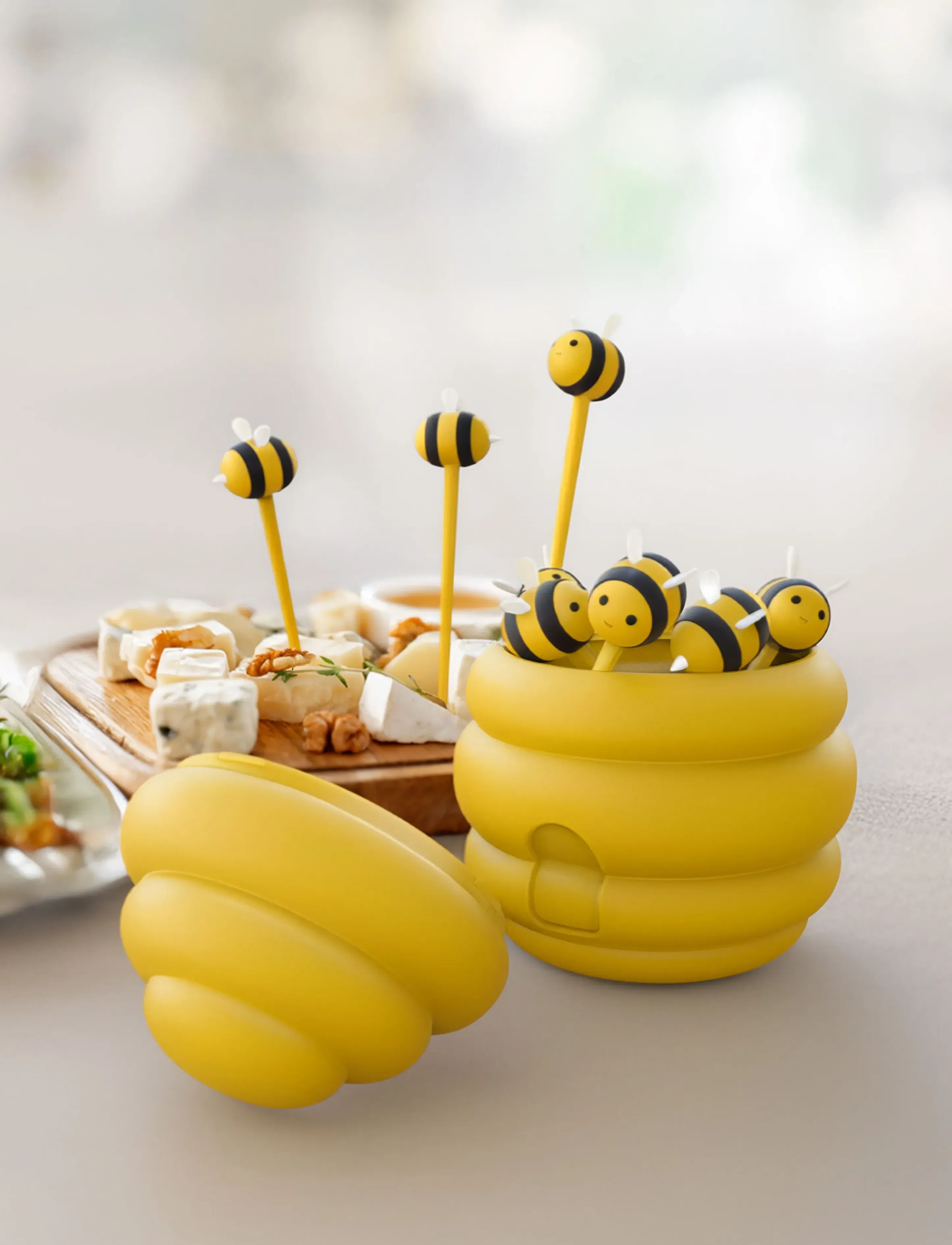 Winkee Madpinde Med Beholder Bee, H9 cm, Decorative Accessories-details, Gelb - Figures & Sculptures, Homeware