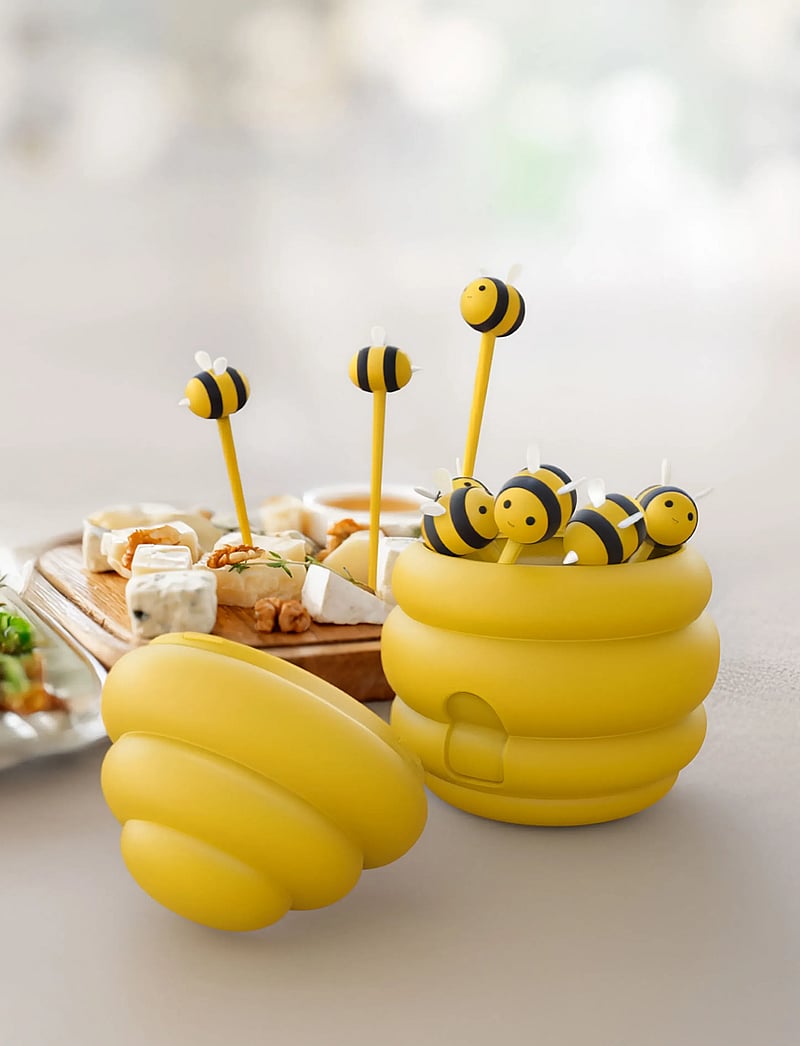 Winkee - Bee Food Pick Set & Bee Hive Container - figuri ja skulptuurid - black, yellow - 0