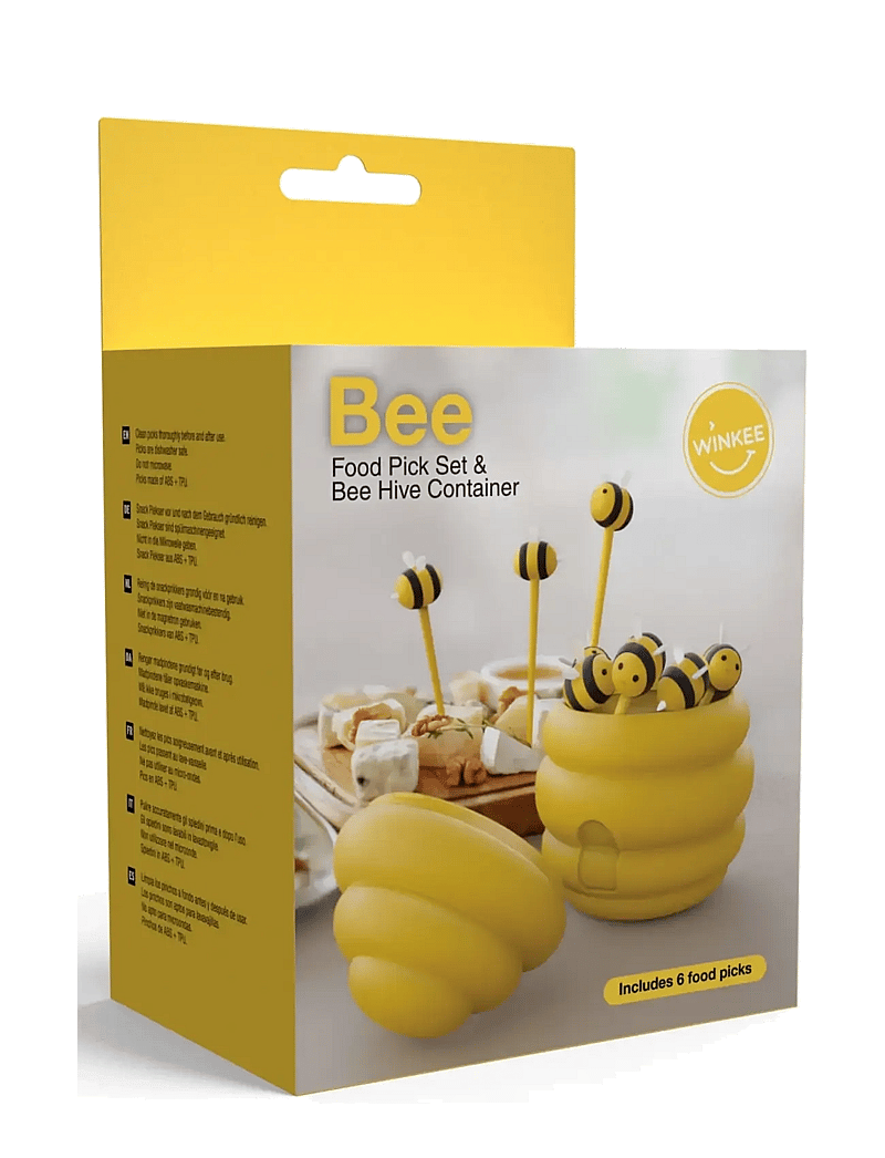 Winkee - Bee Food Pick Set & Bee Hive Container - figuri ja skulptuurid - black, yellow - 3