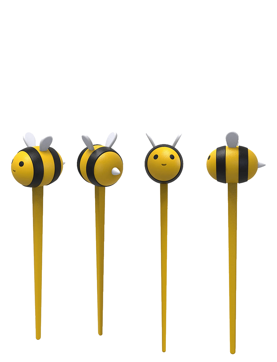 Winkee - Bee Food Pick Set of 8 - söögiriistakomplektid - black, yellow - 1