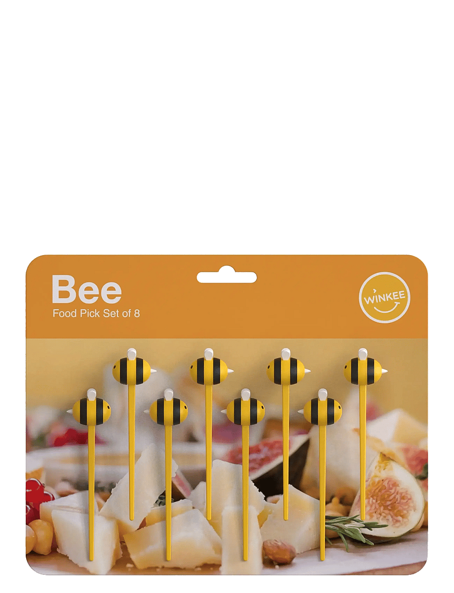 Winkee - Bee Food Pick Set of 8 - söögiriistakomplektid - black, yellow - 2