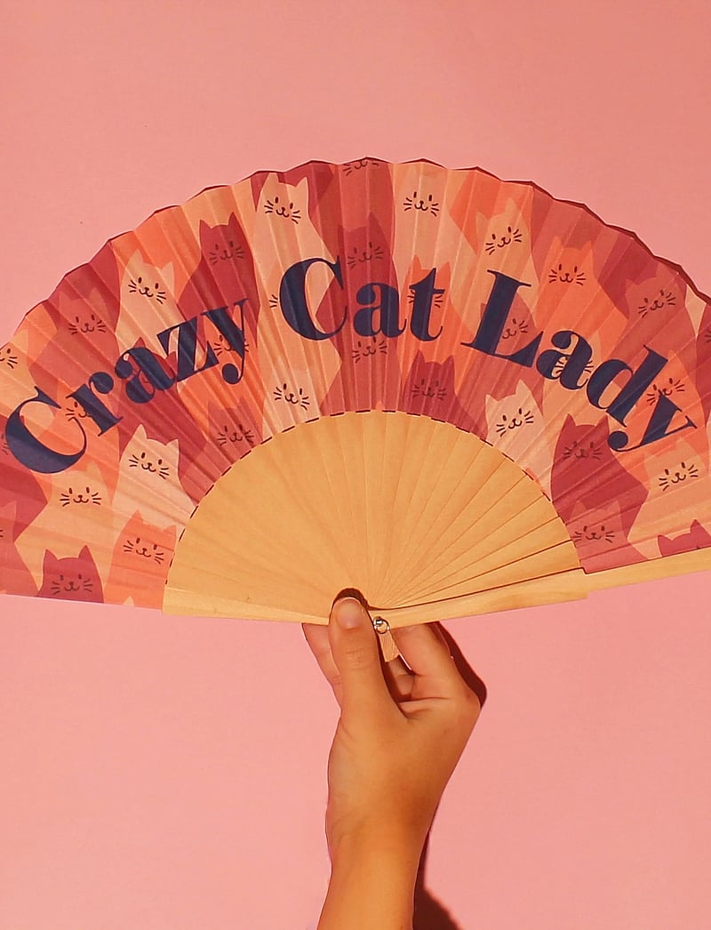 Winkee - Folding Hand Fan Crazy Cat Lady - Õhupuhastid - crazy cat lady - 0