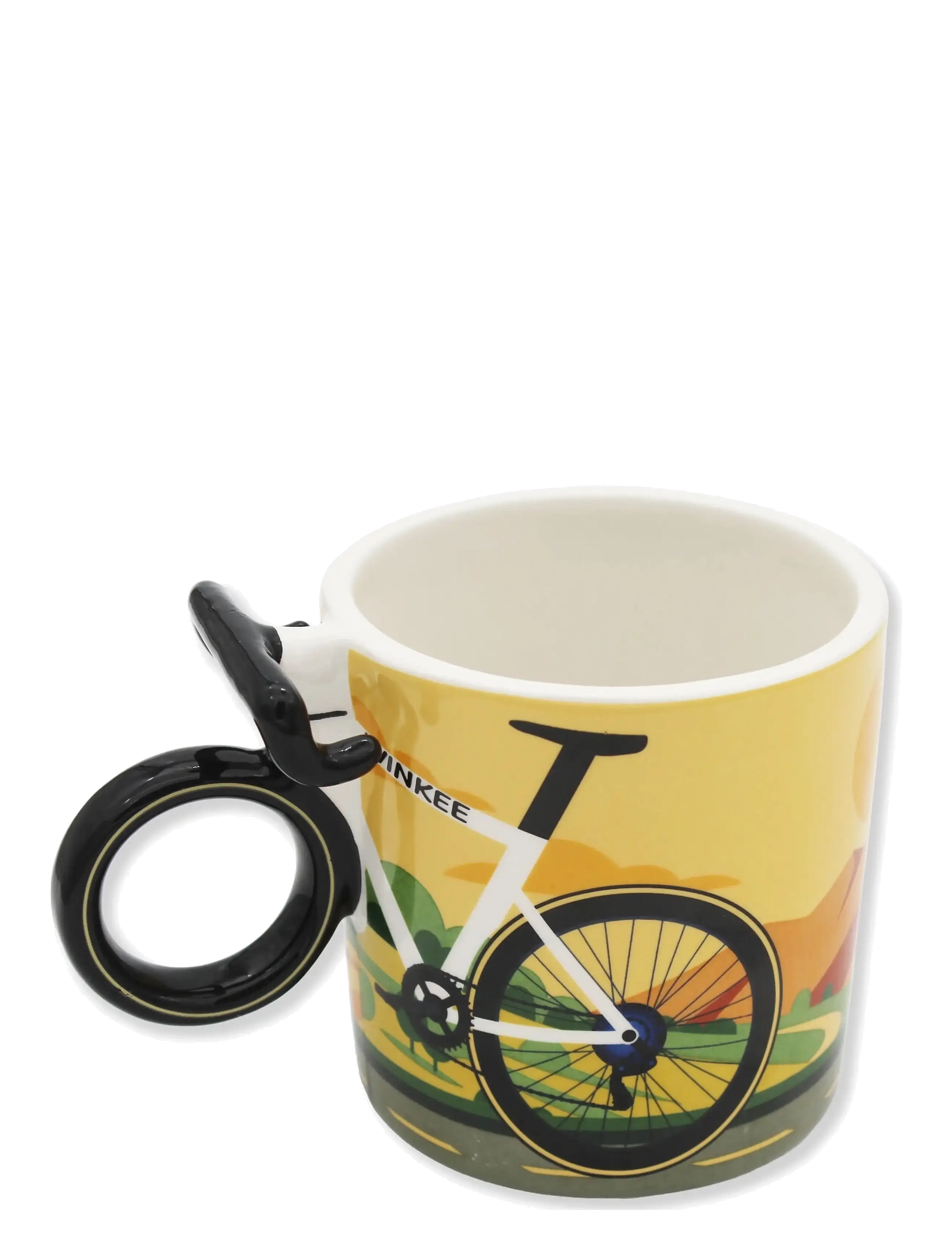 Winkee Krus Coffee Ride Bike Coffee Mug, Coffee Kop, Gul, Str: H10CM