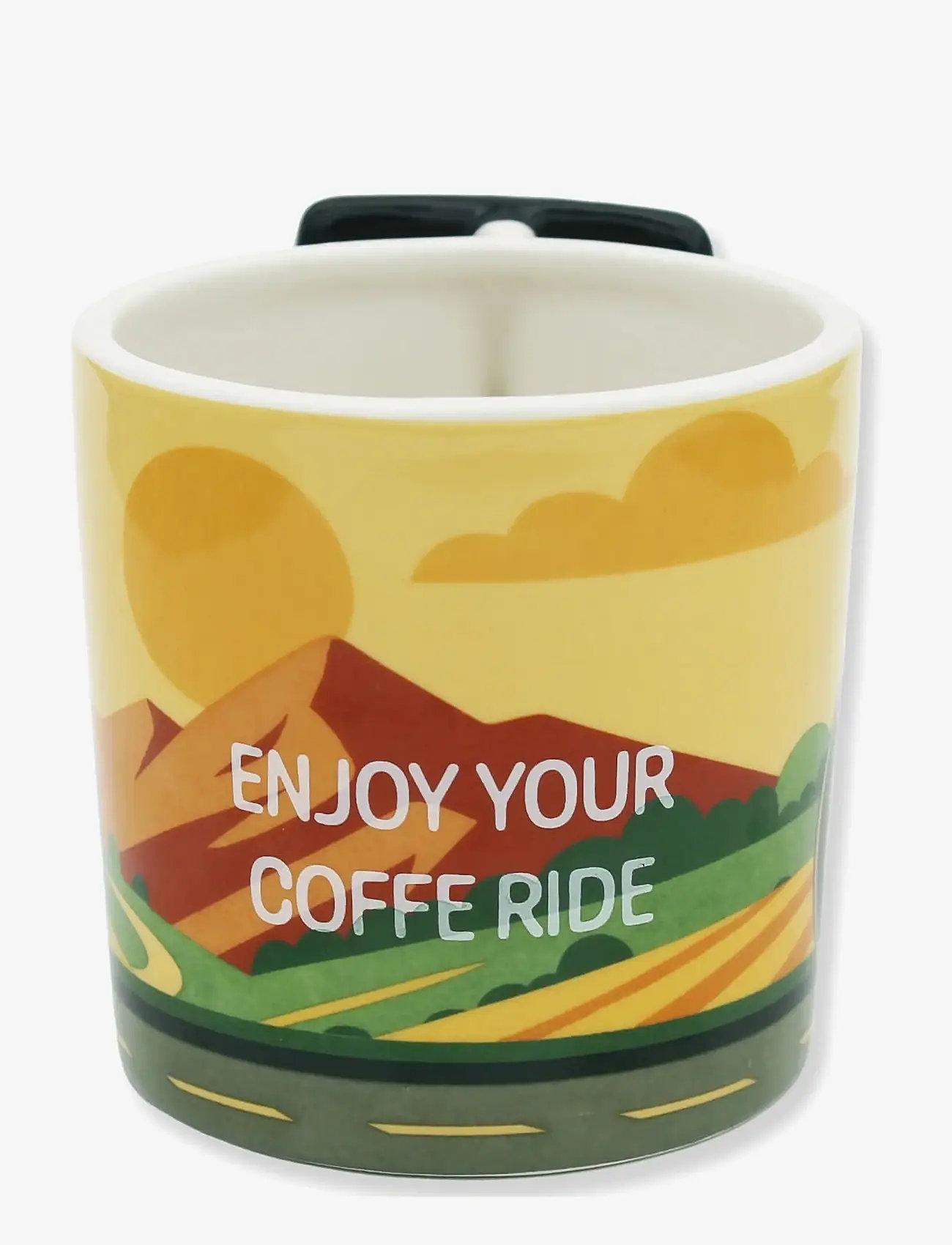 Winkee - Coffee Ride Bike Coffee Mug - black, yellow - 2