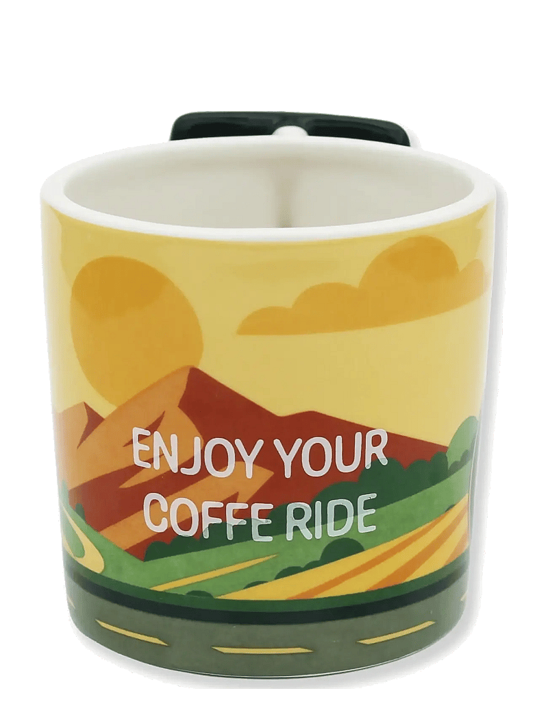 Winkee - Coffee Ride Bike Coffee Mug - black, yellow - 2