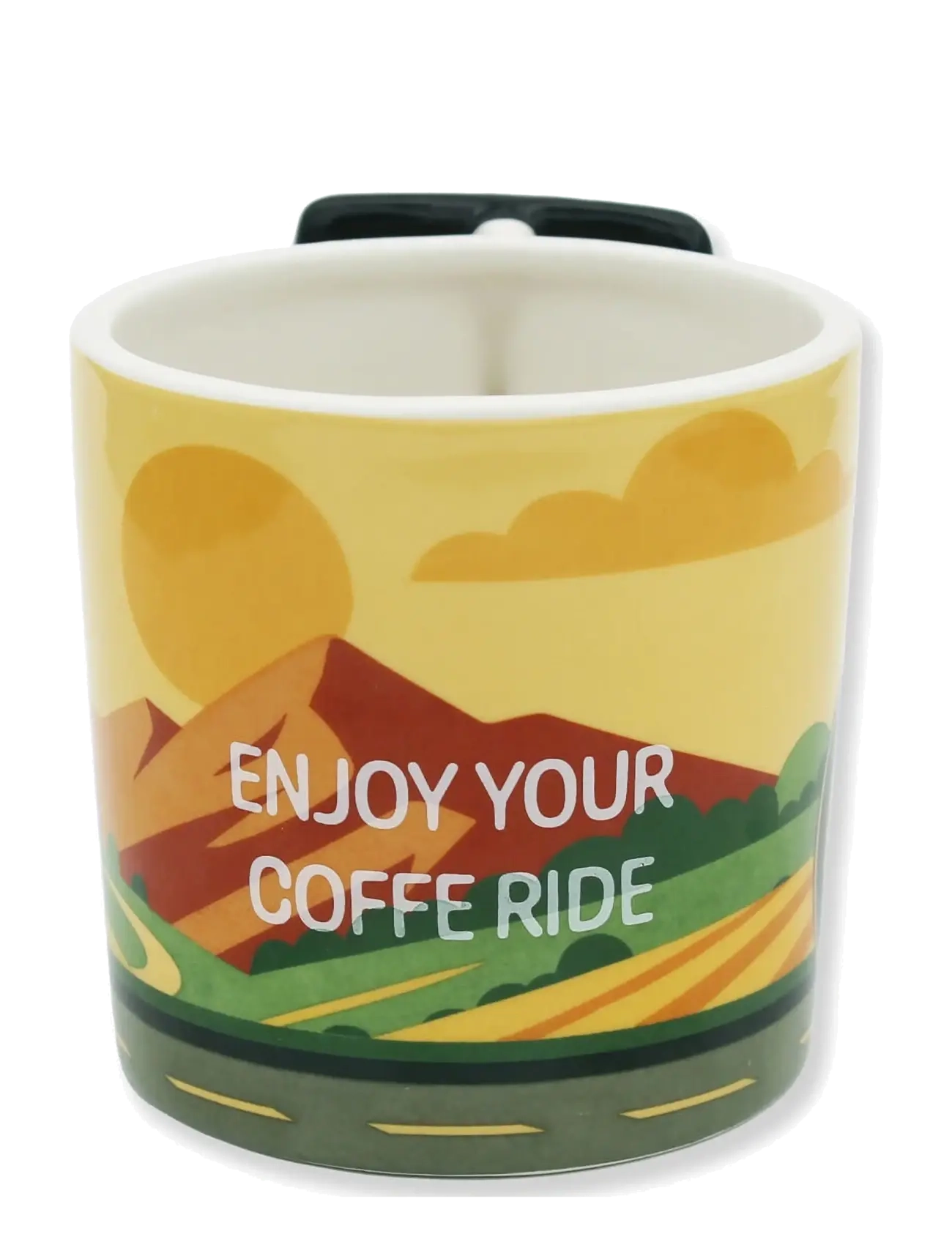 Winkee - Mugg - Kaffe Ride Bike Kaffemugg - kaffekoppar - black, yellow - 2