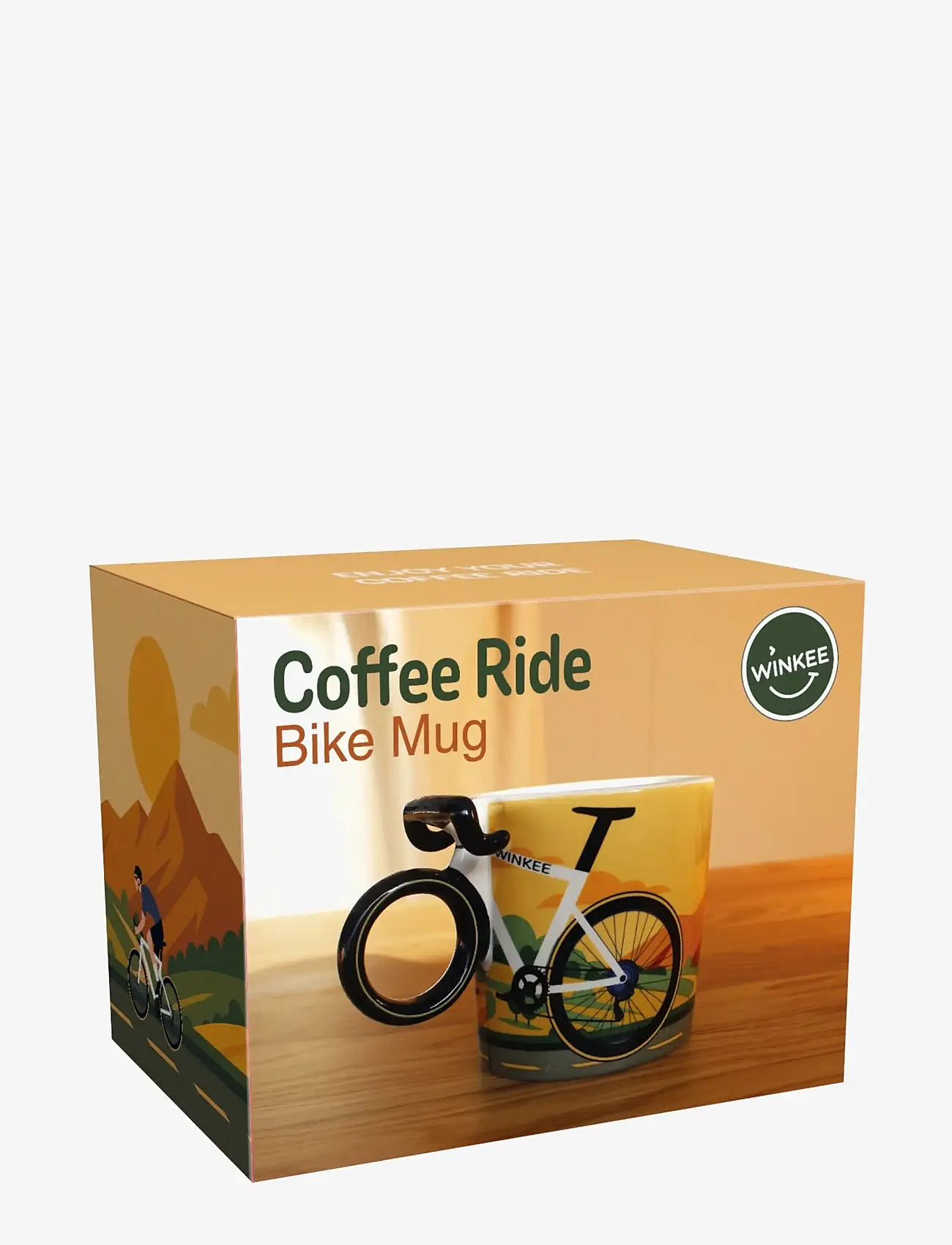 Winkee - Coffee Ride Bike Coffee Mug - black, yellow - 3