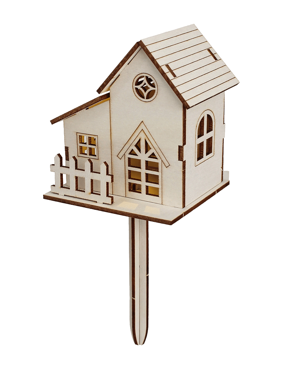 Winkee - Mini Træhus - DIY Mini House with light - træfigurer - wood - 1