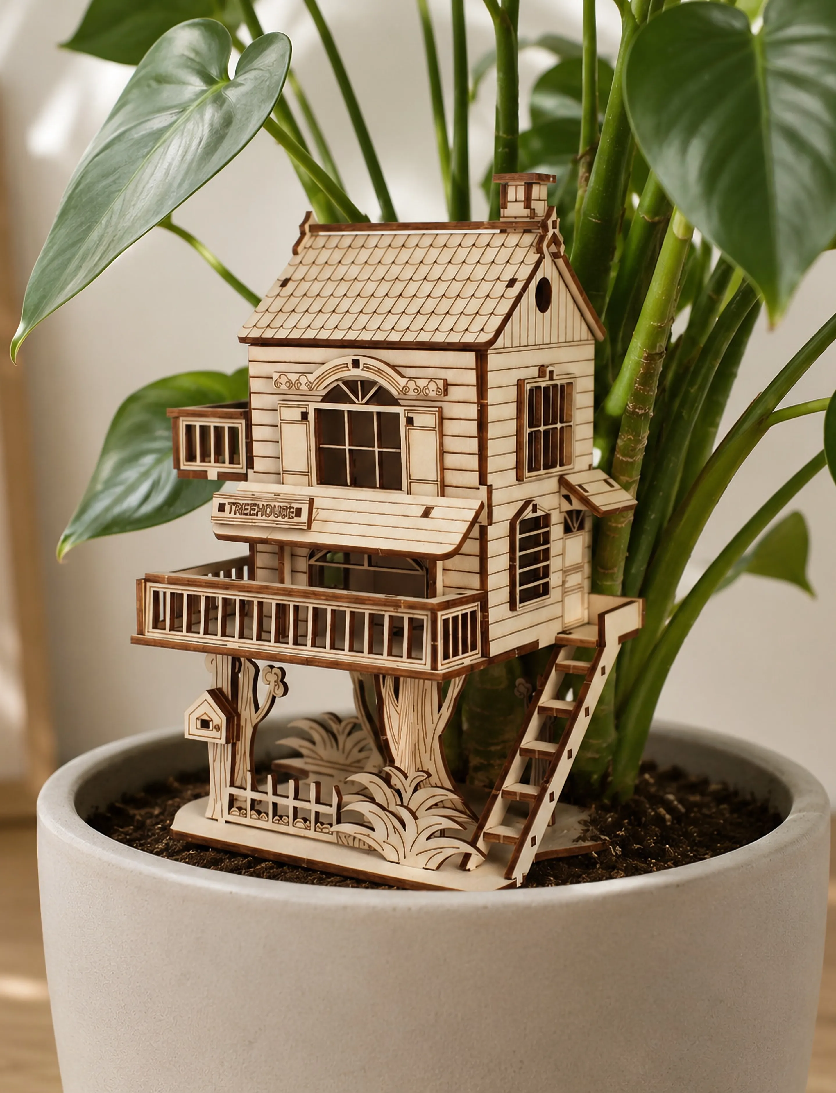 Winkee - Mini Træhus - DIY Mini Tree House - træfigurer - wood - 0