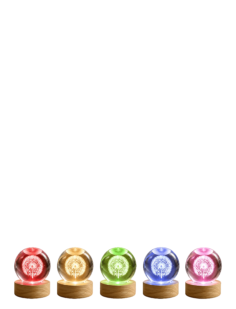 Winkee - Krystalkugle - 3D Crystal Ball Dandelion - skulpturer & figurer - multi-coloured - 2