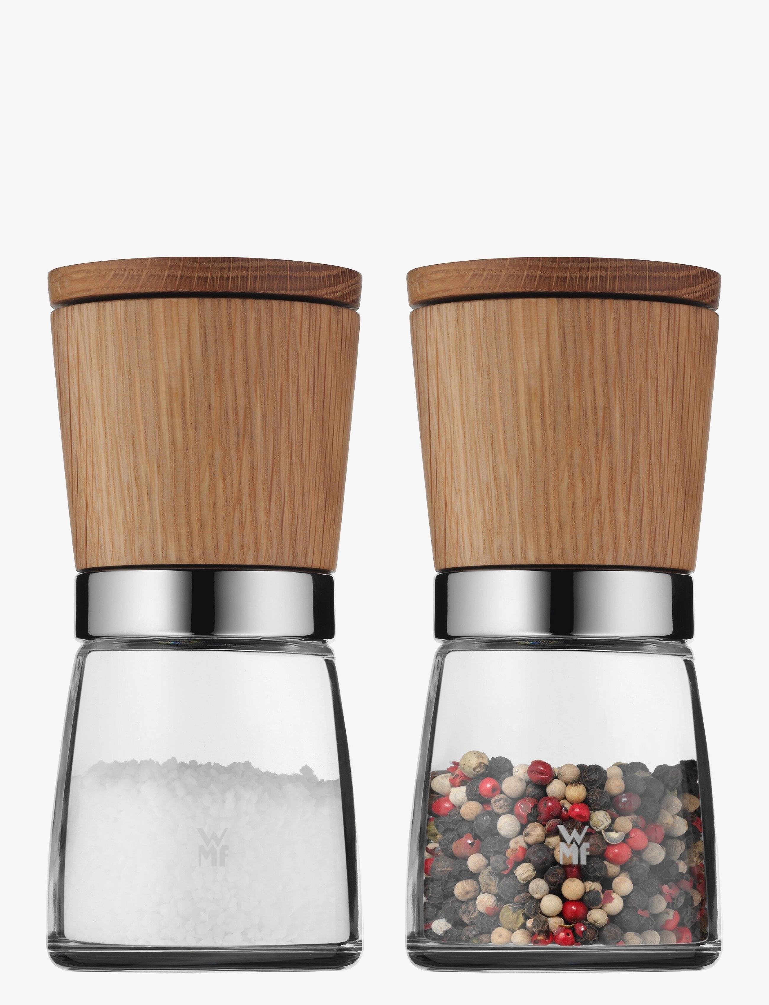 WMF - Ceramill Nature spice mills 2 pcs. set, oak, height 13,5 cm - cromargan - 1