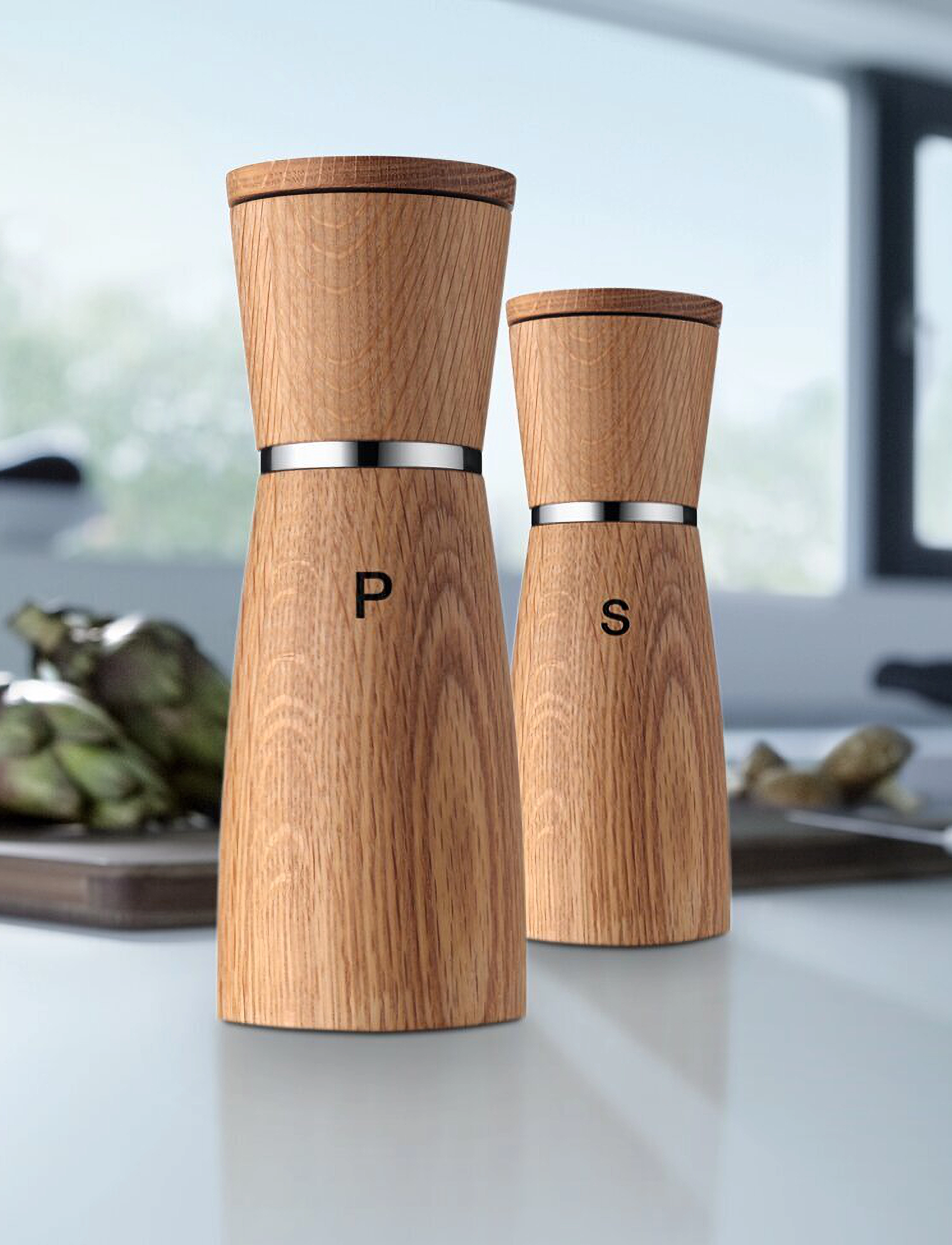 WMF - Ceramill Nature salt/pepper mills 2 pcs. set, oak, height 18 cm - wooden - 3