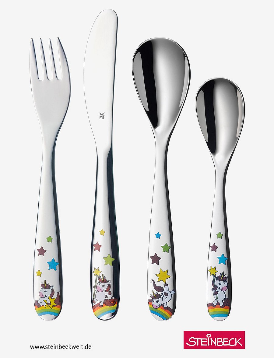 WMF - Unicorn 4 pcs. kids cutlery - cromargan - 0