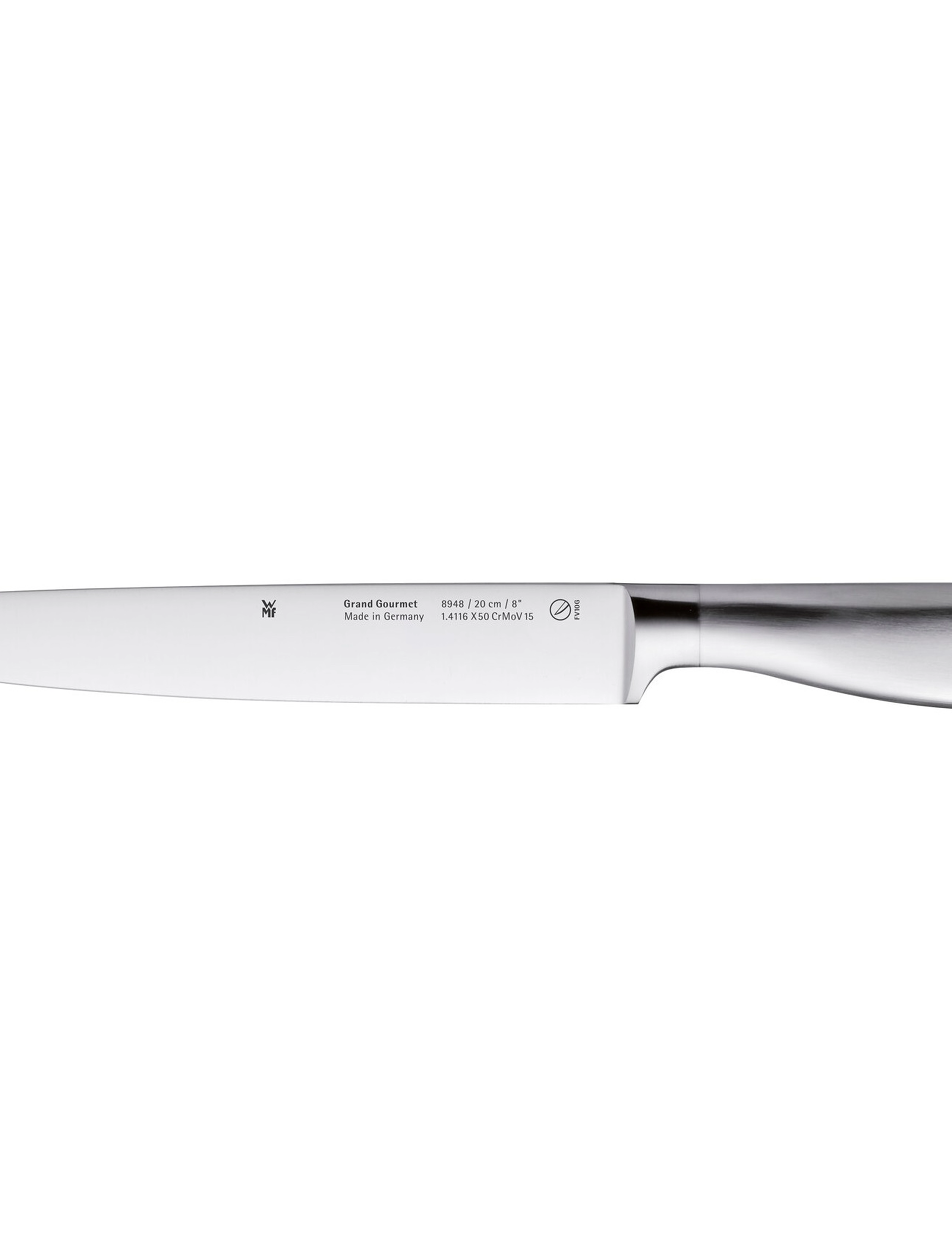 WMF - Grand Gourmet knife FlexTec block w. 4 knives (bread/chef/carving/veg.) + scissors - cromargan - 3